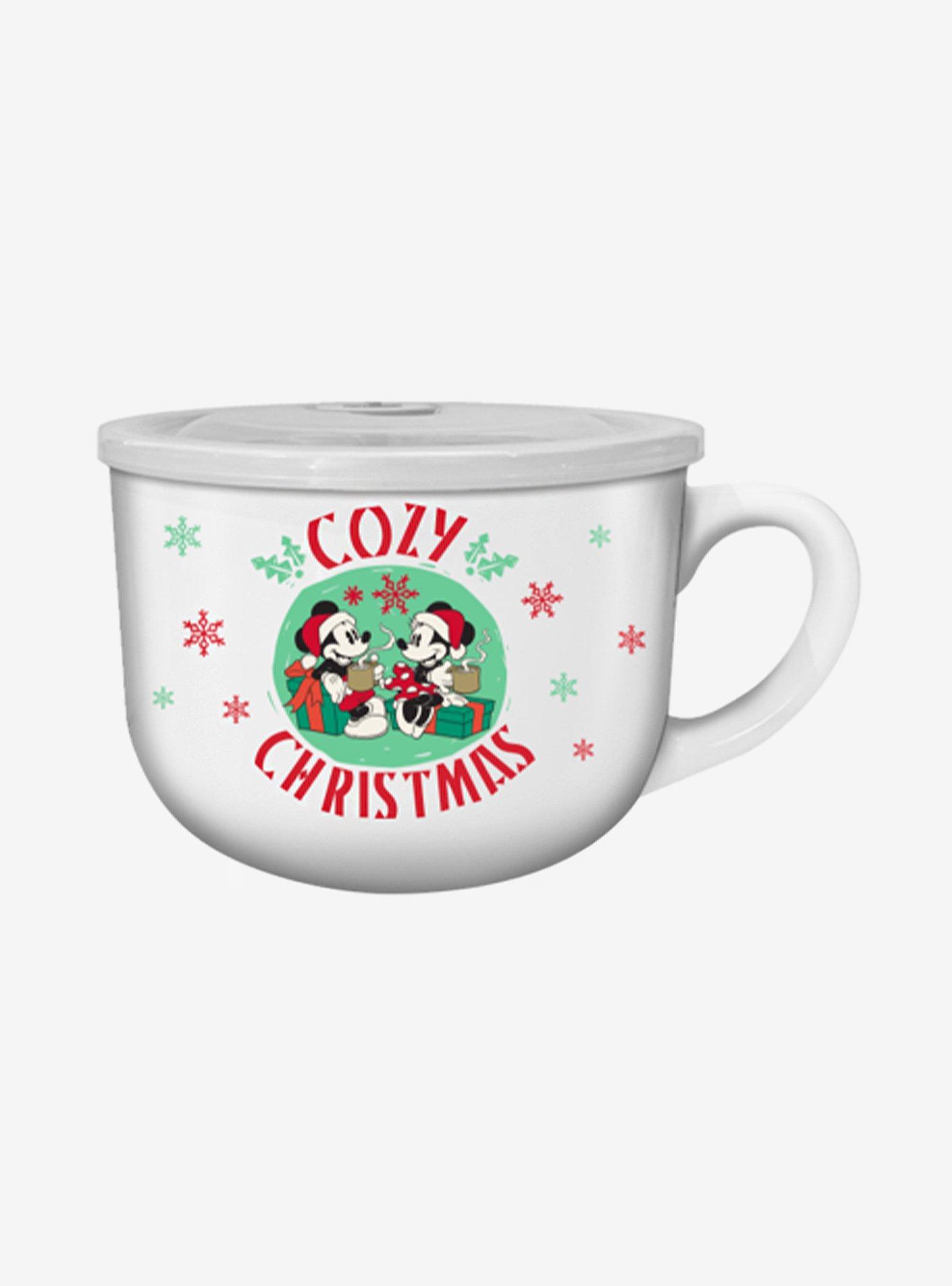 Disney Mickey Mouse & Minnie Mouse Cozy Christmas Soup Mug With Lid, , hi-res