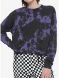 Purple & Black Tie-Dye Lace-Up Girls Sweatshirt, TIE DYE, hi-res