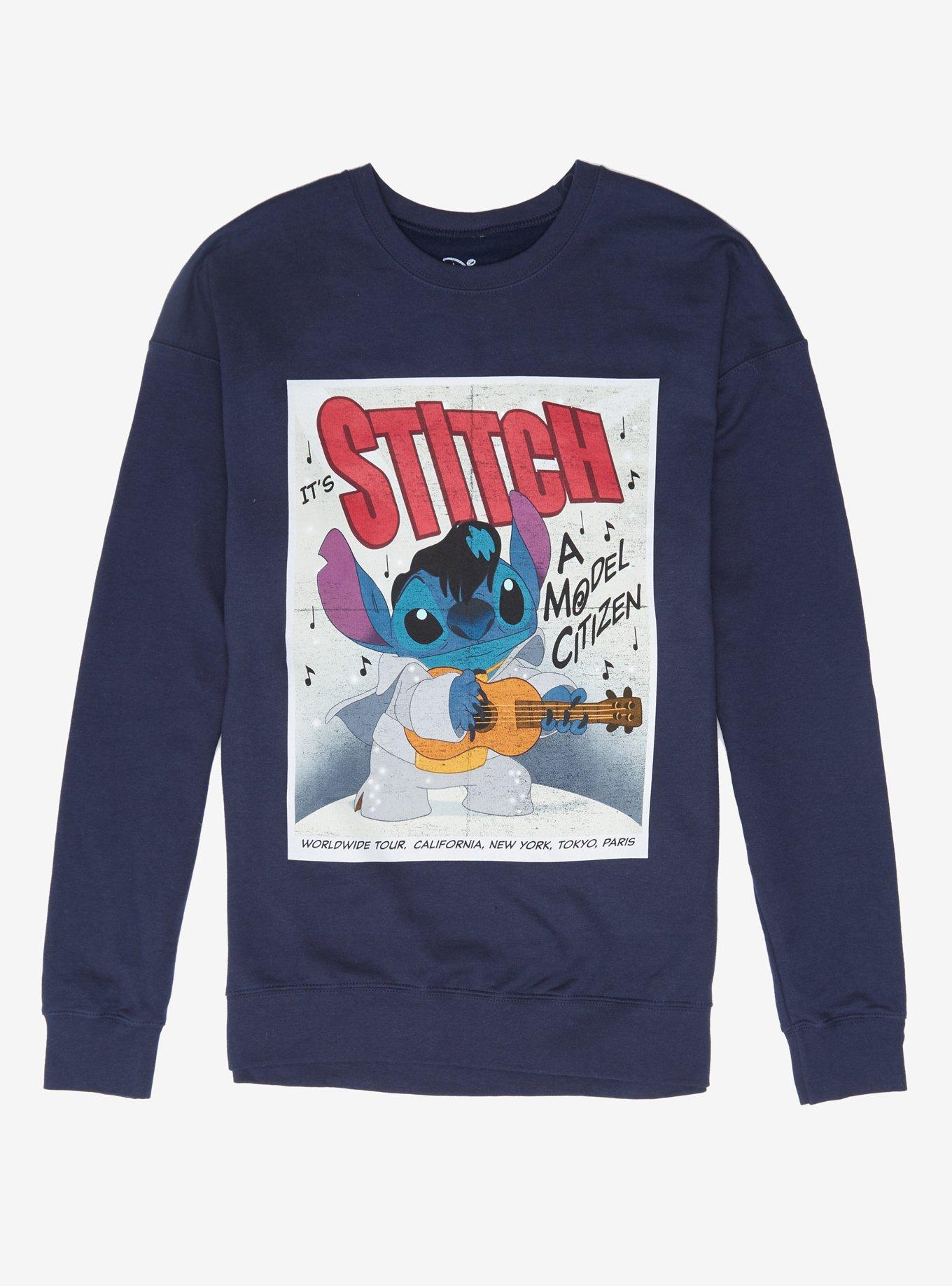 Disney Lilo & Stitch Model Citizen Crewneck - BoxLunch Exclusive, NAVY, hi-res