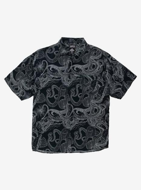 Octopus & Jellyfish Woven Button-Up | Hot Topic