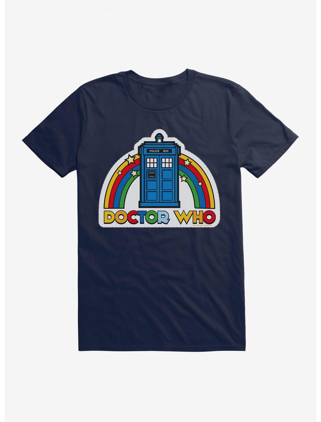 Doctor Who Thirteenth Doctor Rainbow TARDIS Badge T-Shirt, MIDNIGHT NAVY, hi-res