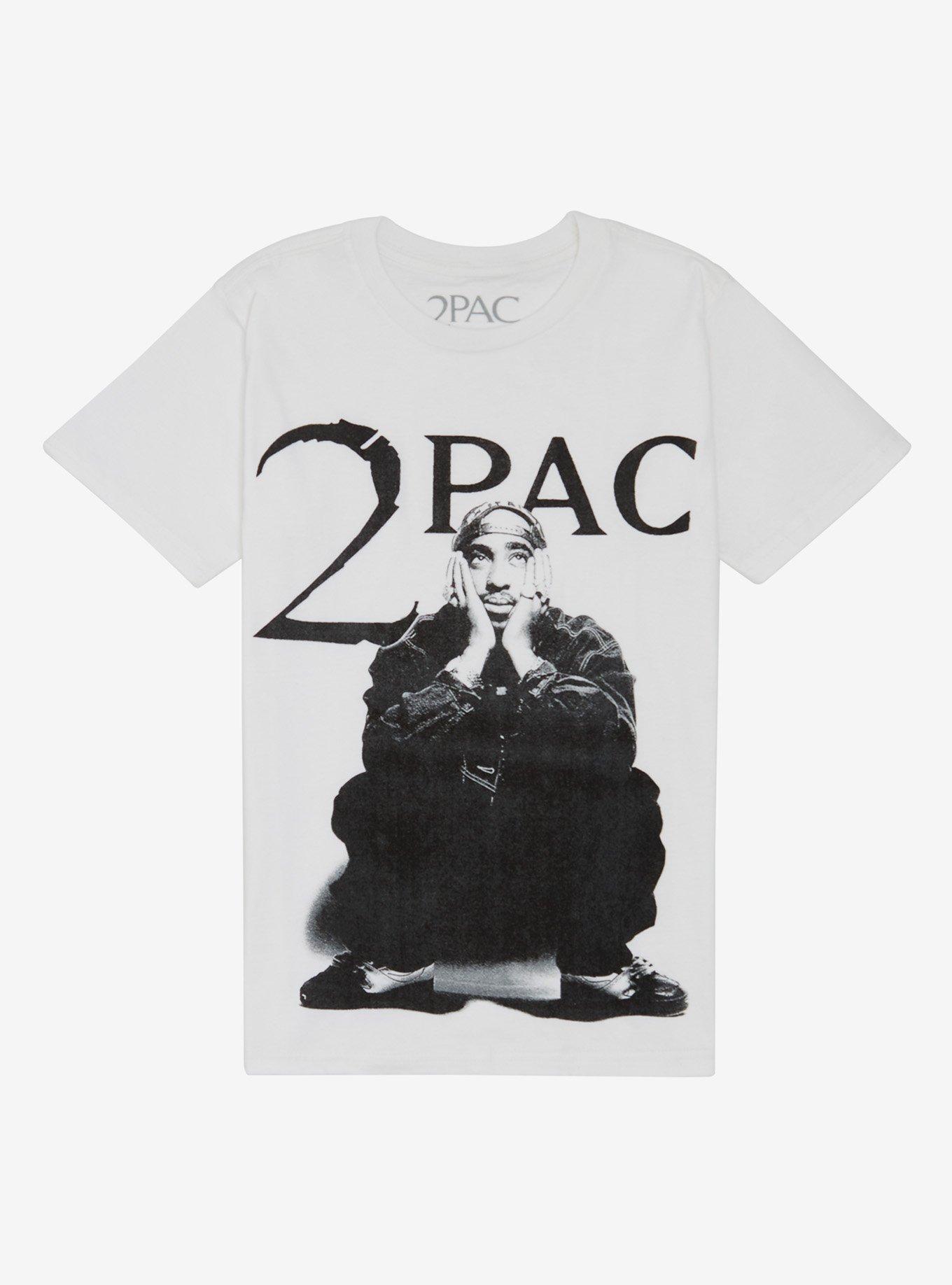 Tupac Sitting Black White Photo Boyfriend Fit Girls T Shirt