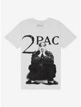Tupac Sitting Black & White Photo Boyfriend Fit Girls T-Shirt, WHITE, hi-res