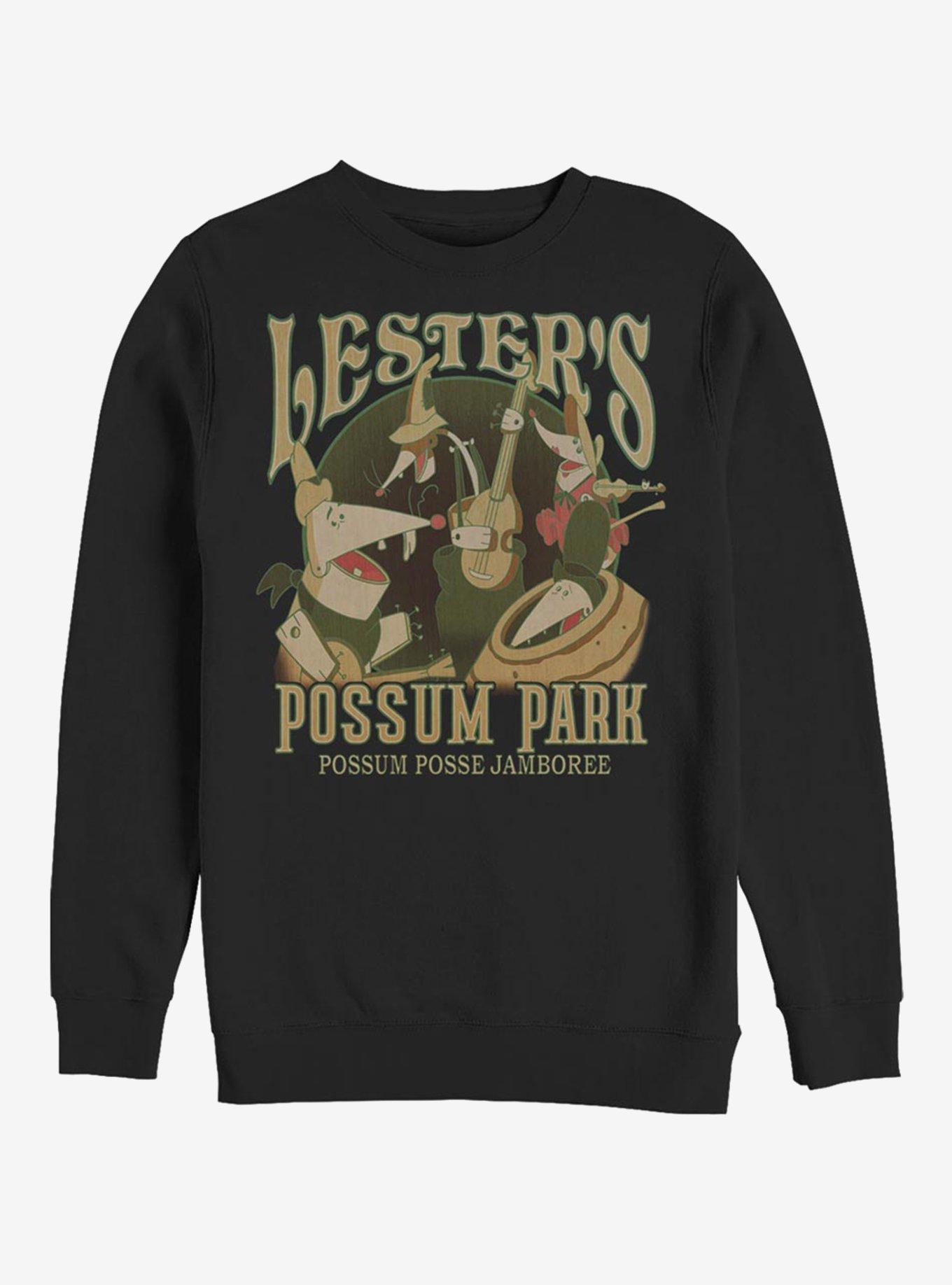 Disney A Goofy Movie Lesters Possum Park Crew Sweatshirt, BLACK, hi-res