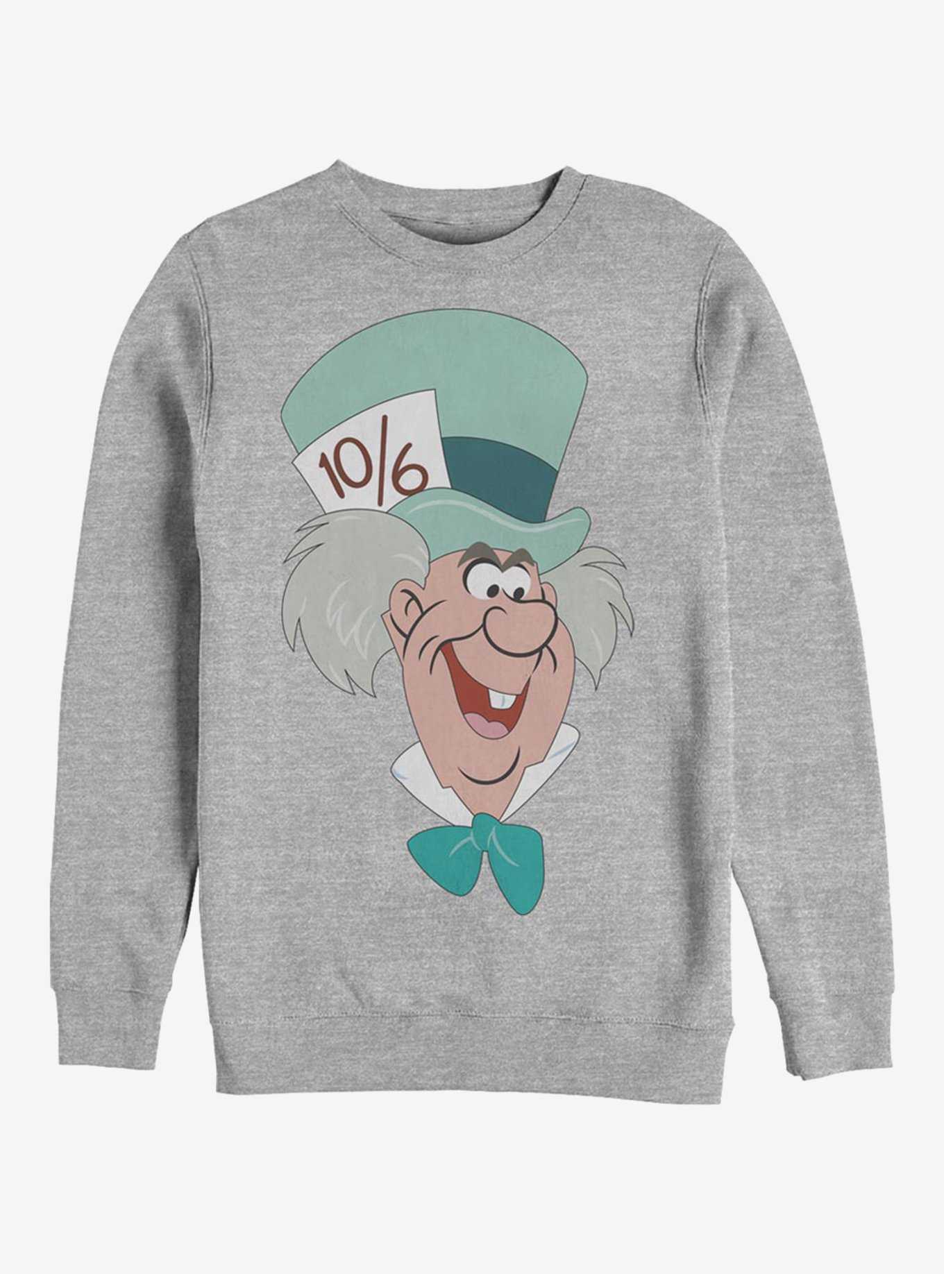 Disney Alice In Wonderland Mad Hatter Big Face Crew Sweatshirt, , hi-res