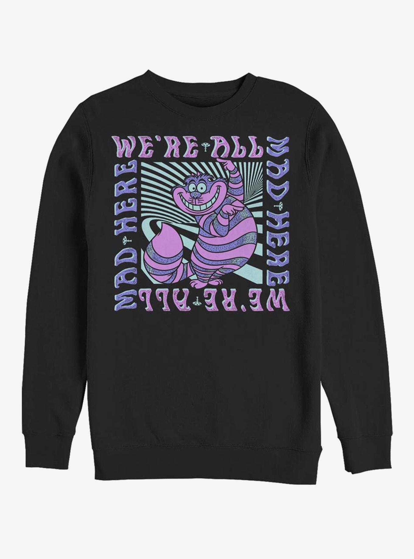 Disney Alice In Wonderland Mad Here Trip Crew Sweatshirt, BLACK, hi-res