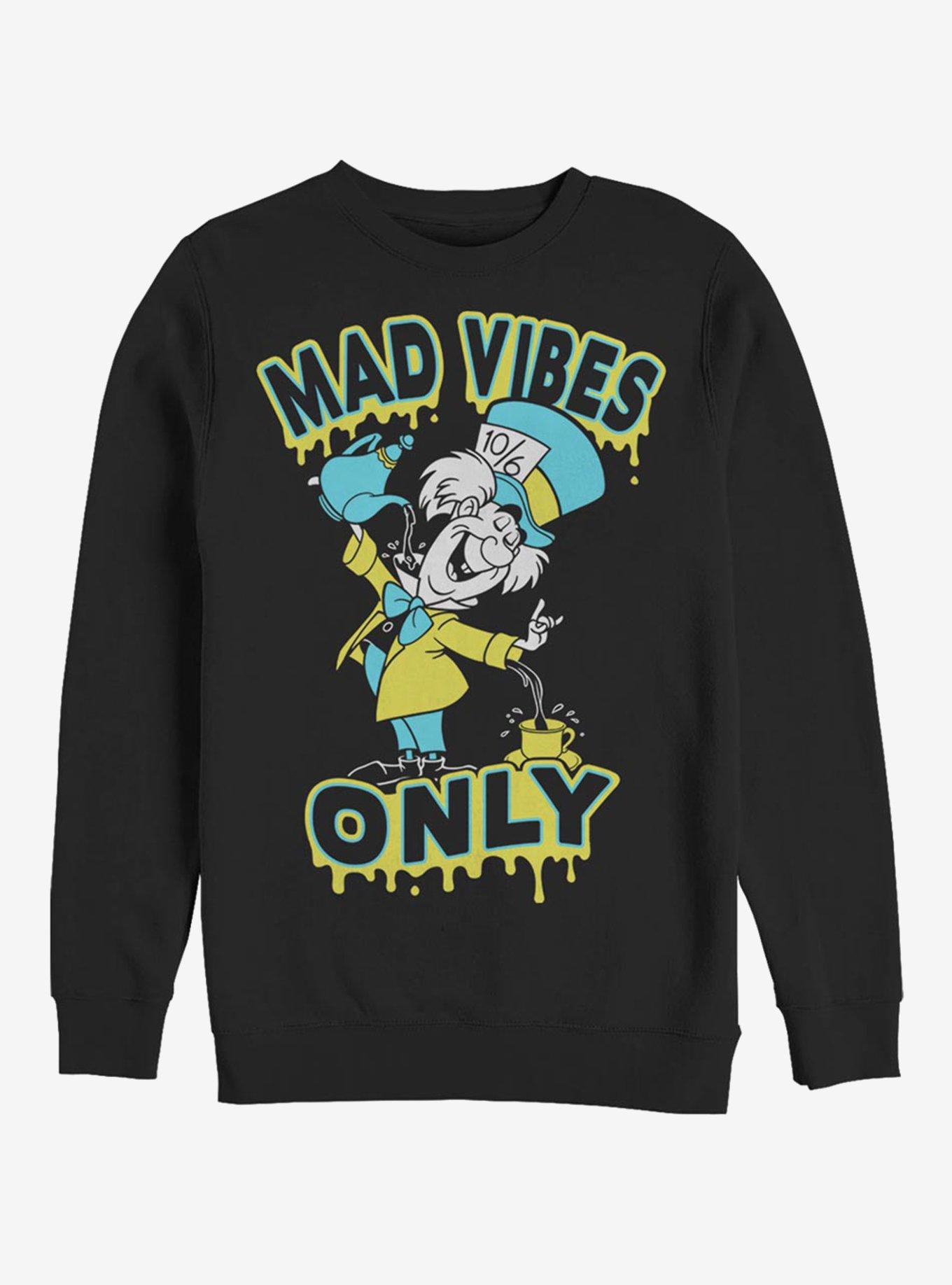 Disney Alice In Wonderland Spill It Hatter Crew Sweatshirt, BLACK, hi-res