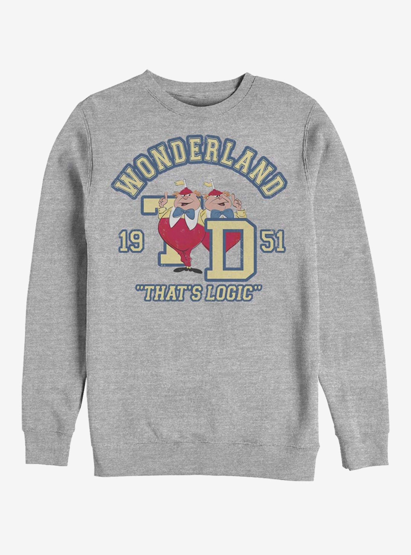 Disney Alice In Wonderland Tweedle Collegiate Crew Sweatshirt, ATH HTR, hi-res