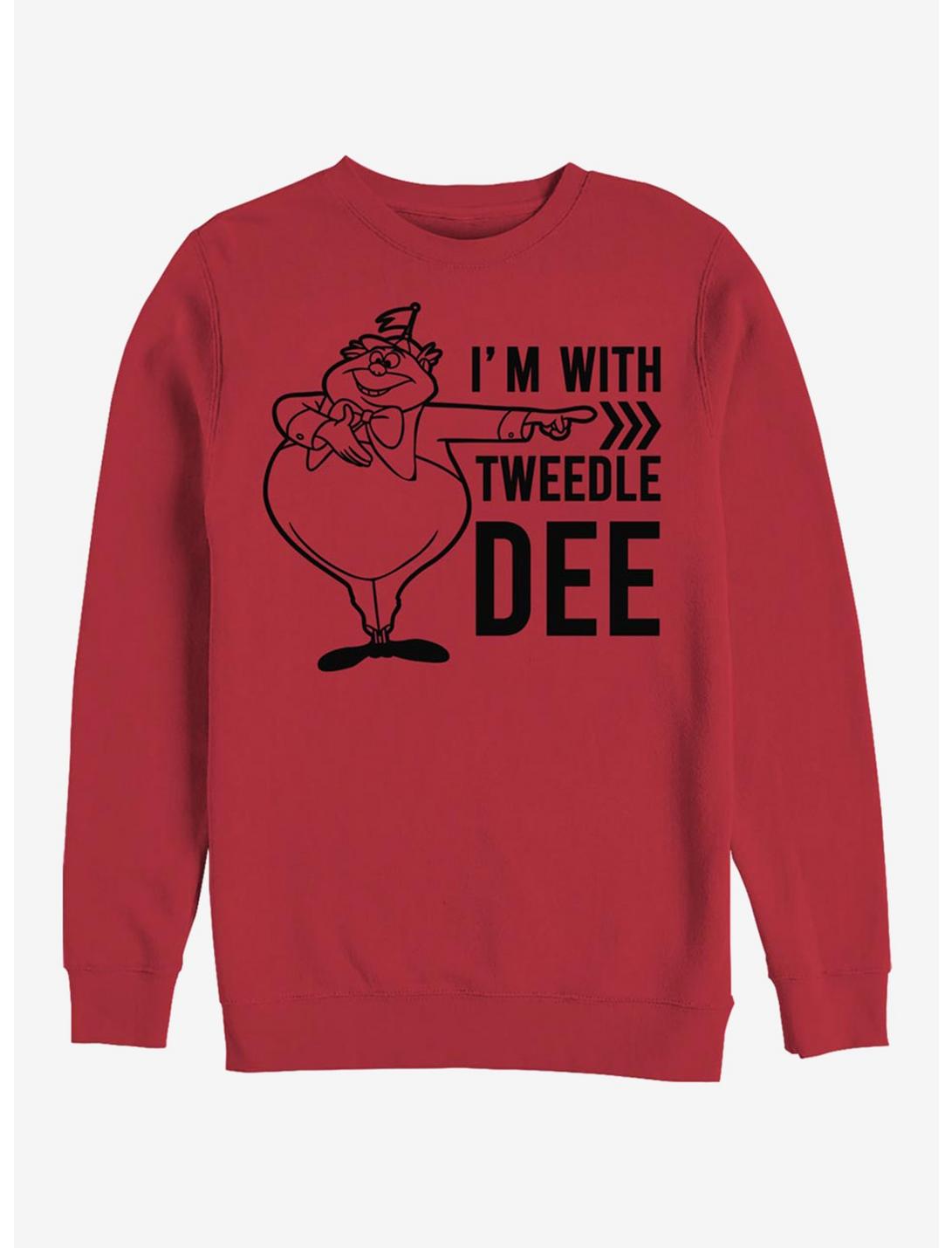 Disney Alice In Wonderland I'm With Tweedle Dee Crew Sweatshirt, RED, hi-res