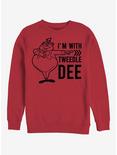 Disney Alice In Wonderland I'm With Tweedle Dee Crew Sweatshirt, RED, hi-res