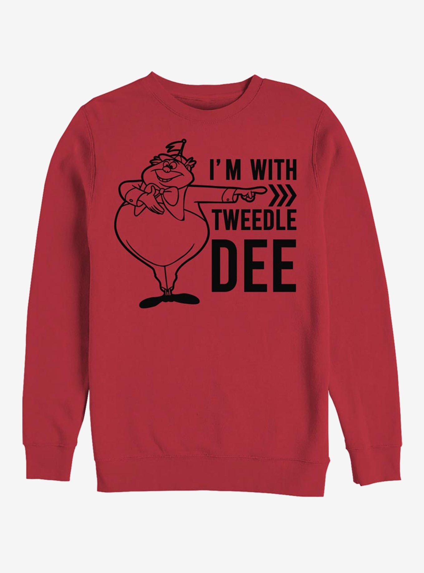 Disney Alice In Wonderland I'm With Tweedle Dee Crew Sweatshirt, RED, hi-res