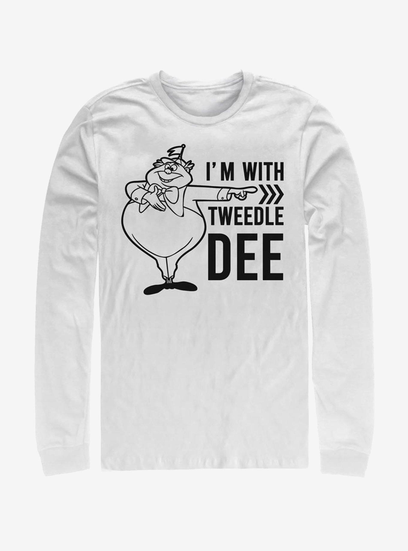 Disney Alice In Wonderland I'm With Tweedle Dee Long-Sleeve T-Shirt, WHITE, hi-res