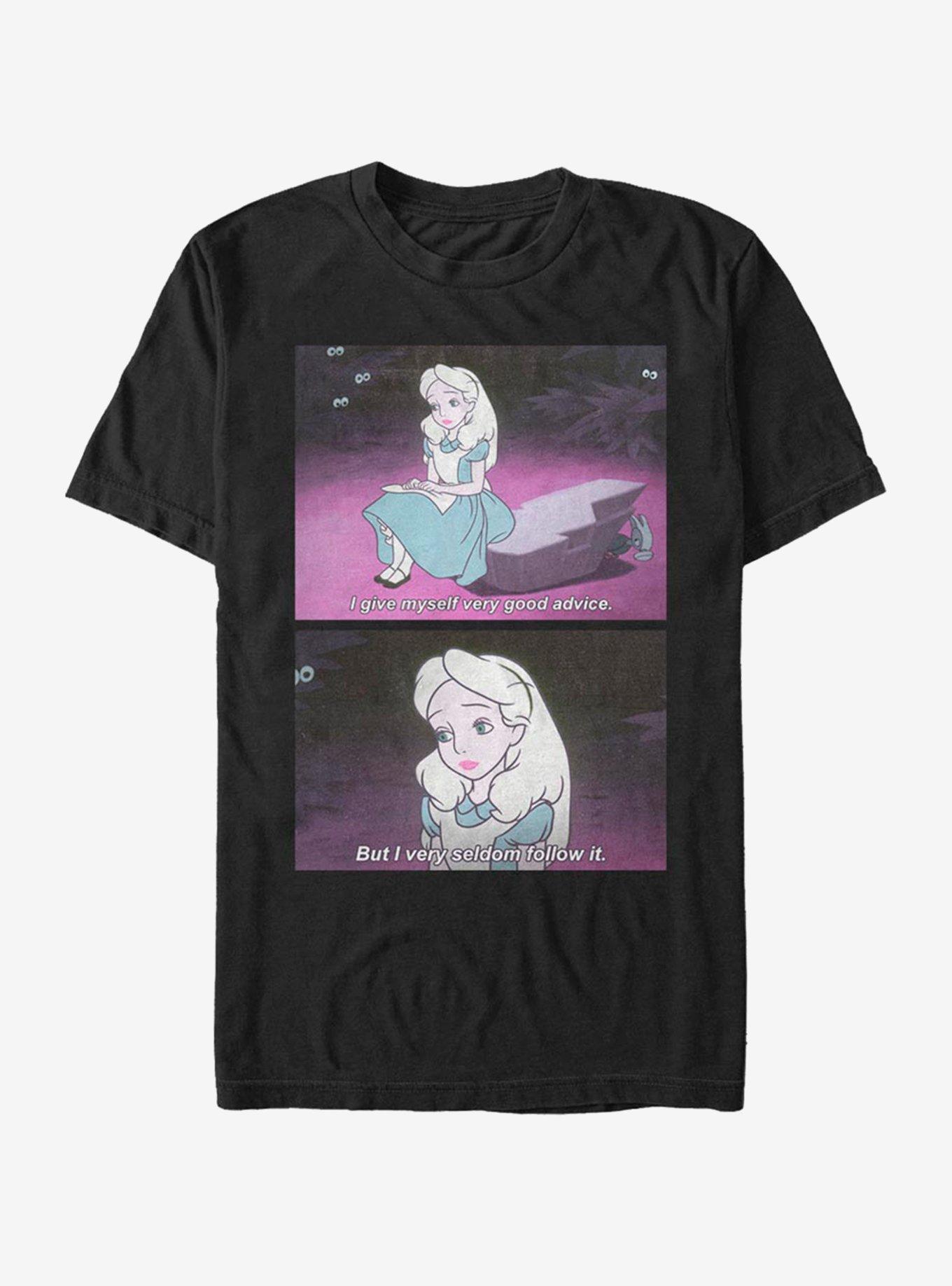 Disney Alice In Wonderland Advice Meme T-Shirt, BLACK, hi-res
