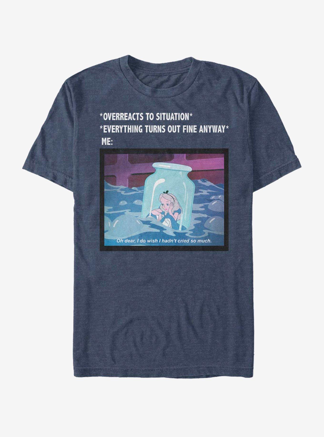 Disney Alice In Wonderland Anxiety Meme T-Shirt, NAVY HTR, hi-res