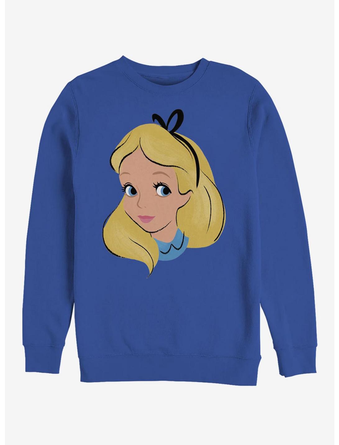 Disney Alice In Wonderland Big Face Crew Sweatshirt, ROYAL, hi-res