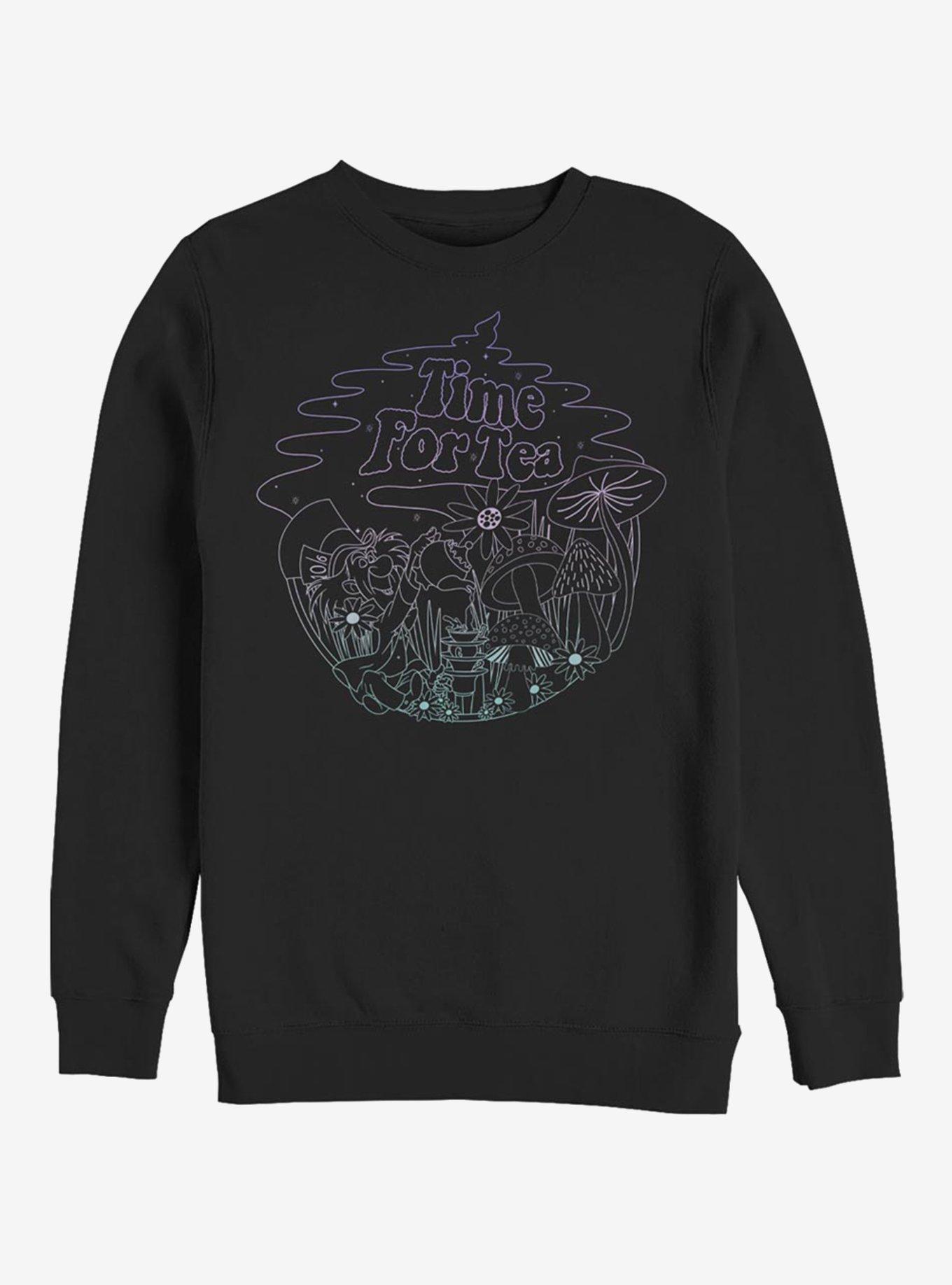 Disney Alice In Wonderland Tea Time Line Crew Sweatshirt, BLACK, hi-res