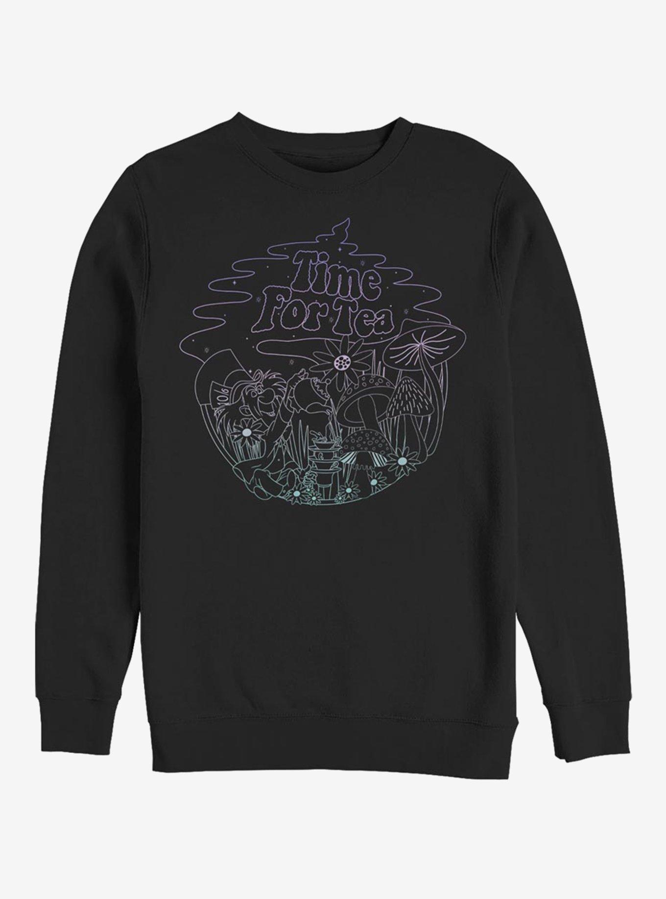 Disney Alice In Wonderland Tea Time Line Crew Sweatshirt - BLACK | Hot ...