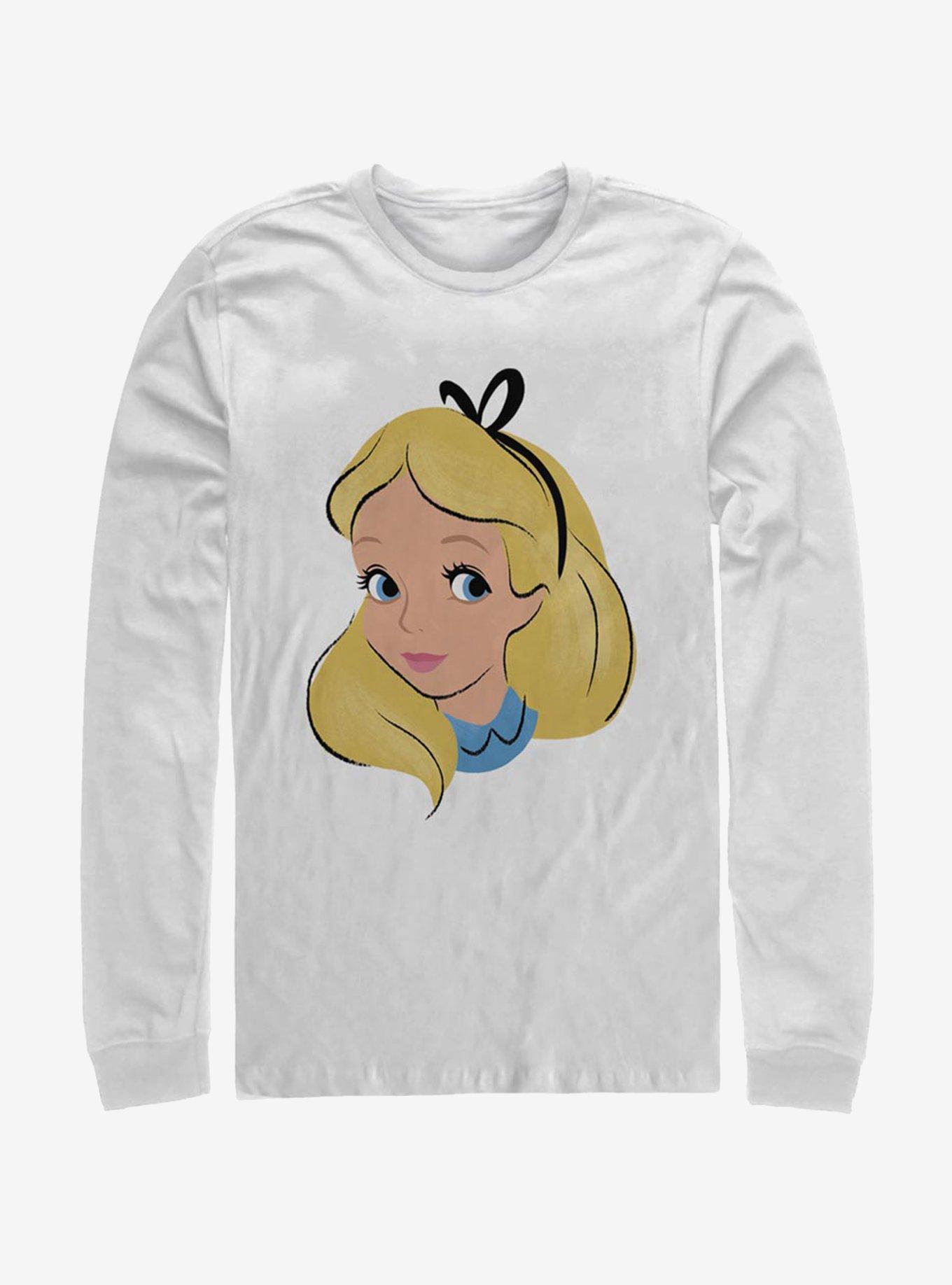 Disney Alice In Wonderland Big Face Long-Sleeve T-Shirt, WHITE, hi-res