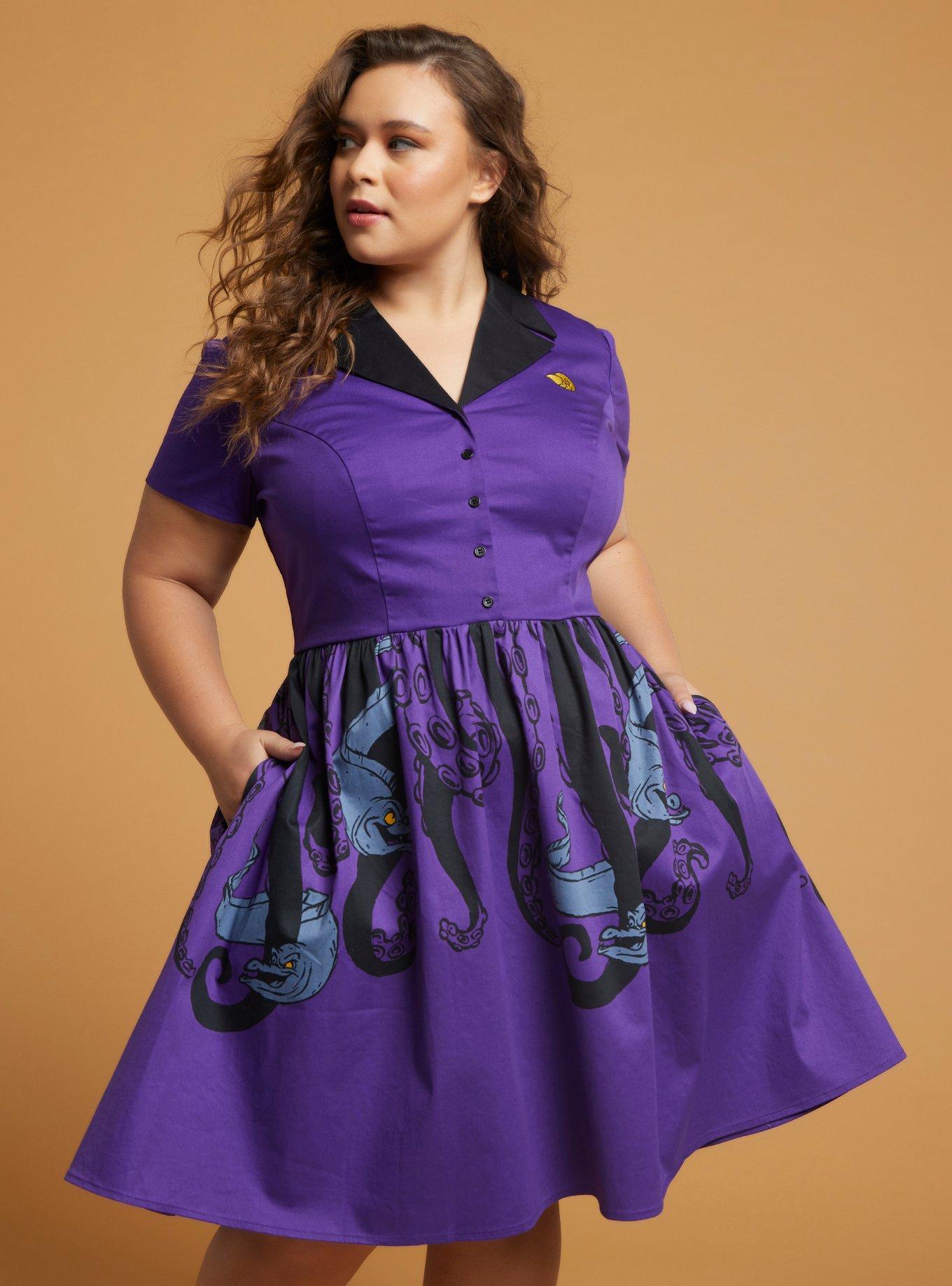 Her Universe Disney The Little Mermaid Ursula Collared Dress Plus Size, PURPLE, hi-res