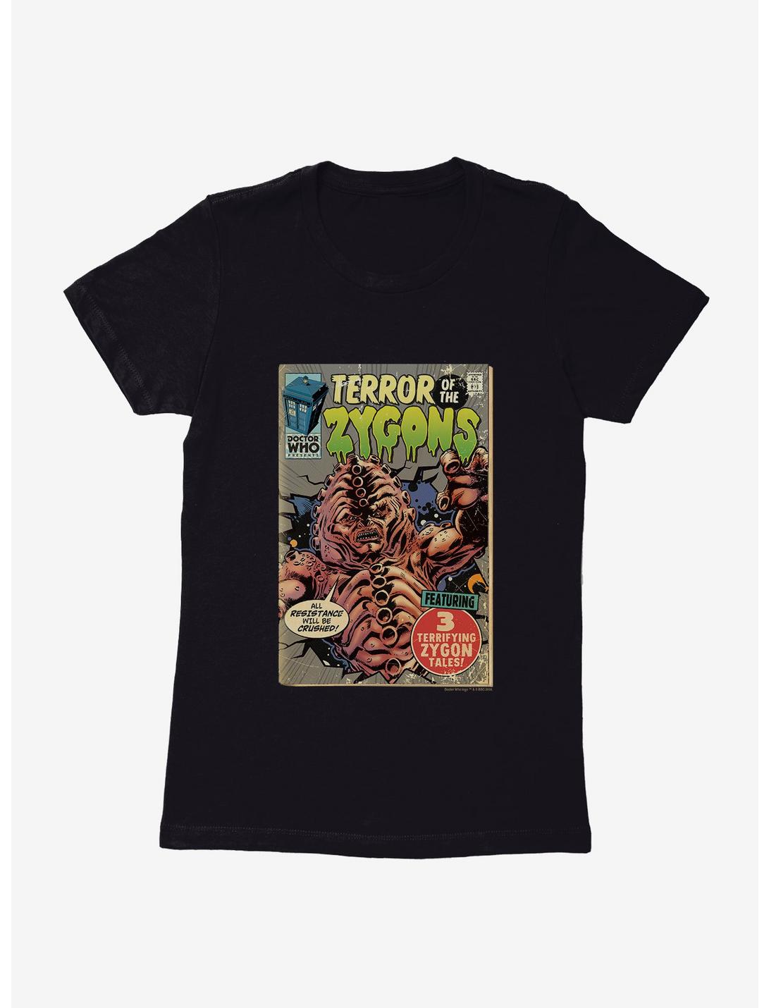 Doctor Who Terror Of Zygons Comic Womens T-Shirt, BLACK, hi-res