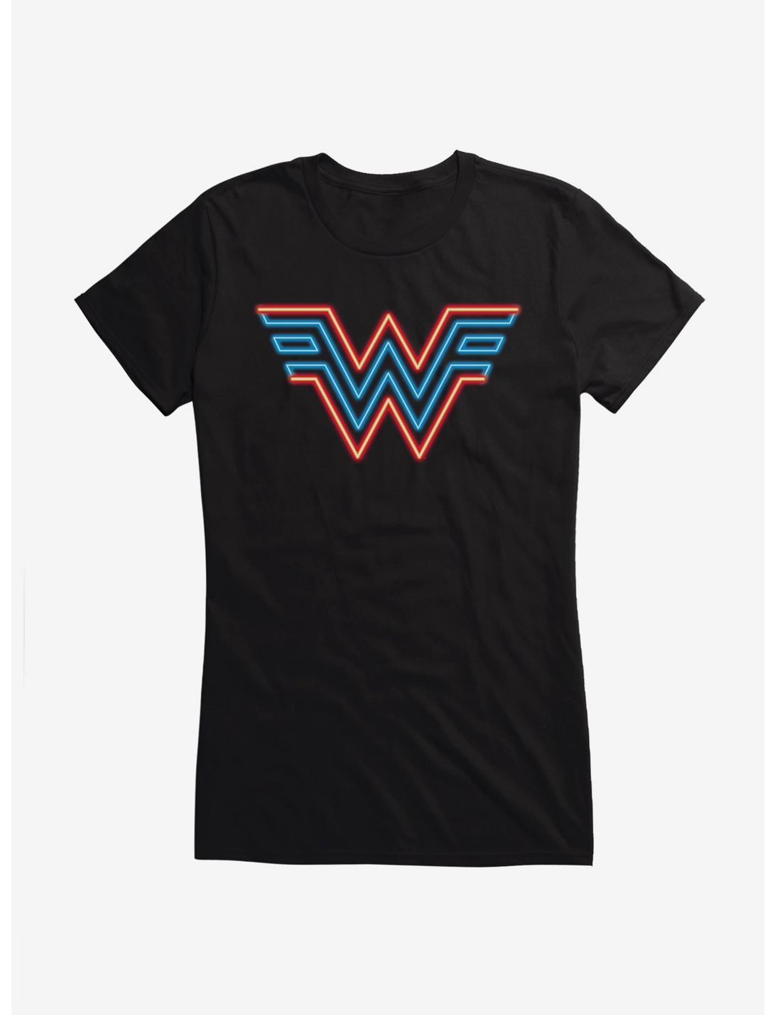DC Comics Wonder Woman 1984 Neon Logo Girls T-Shirt, BLACK, hi-res