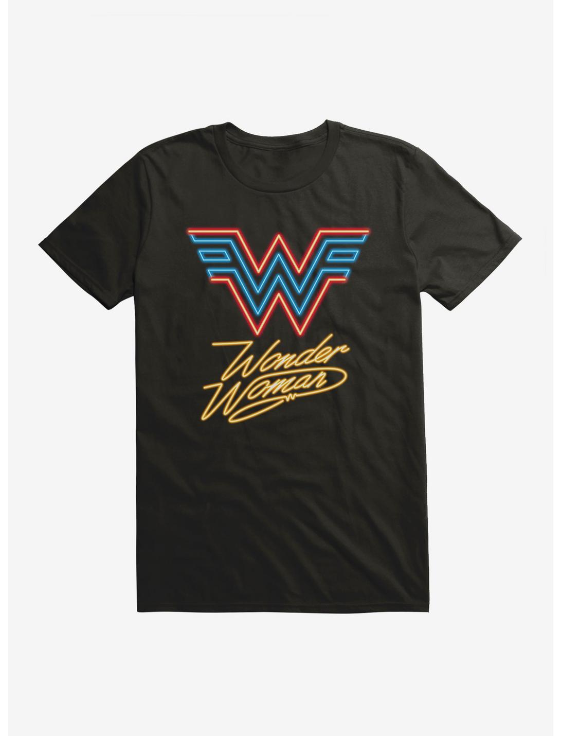 DC Comics Wonder Woman 1984 Neon Lights Logo T-Shirt, BLACK, hi-res