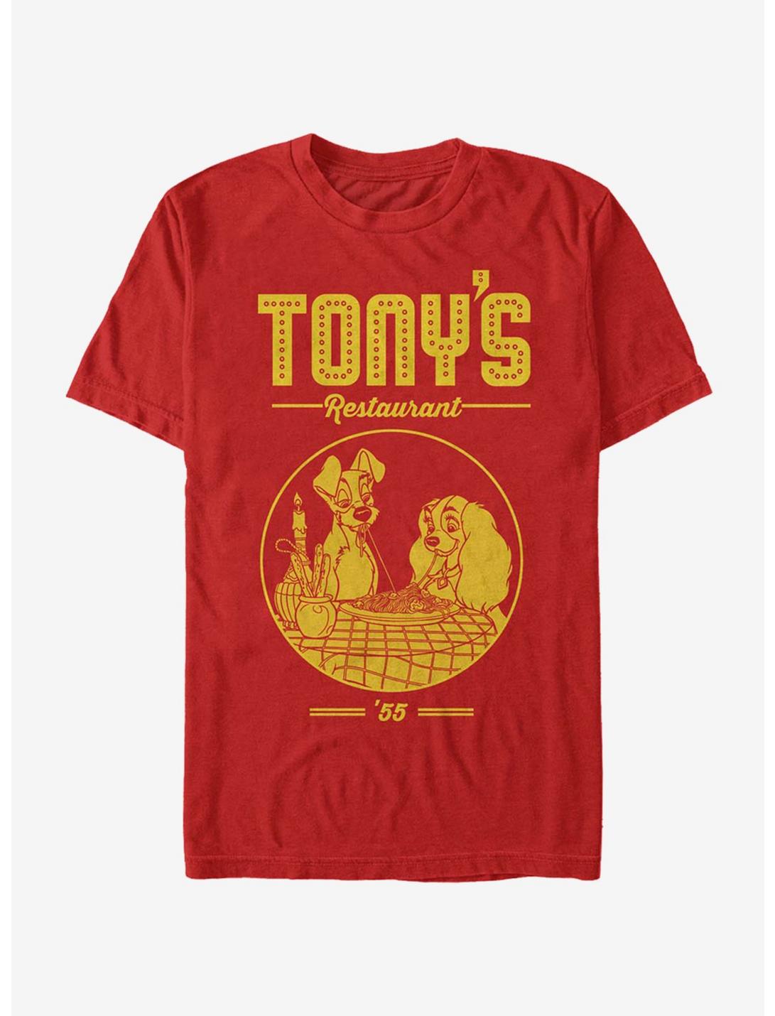 Disney Lady And The Tramp Tonys Restaurant T-Shirt, RED, hi-res