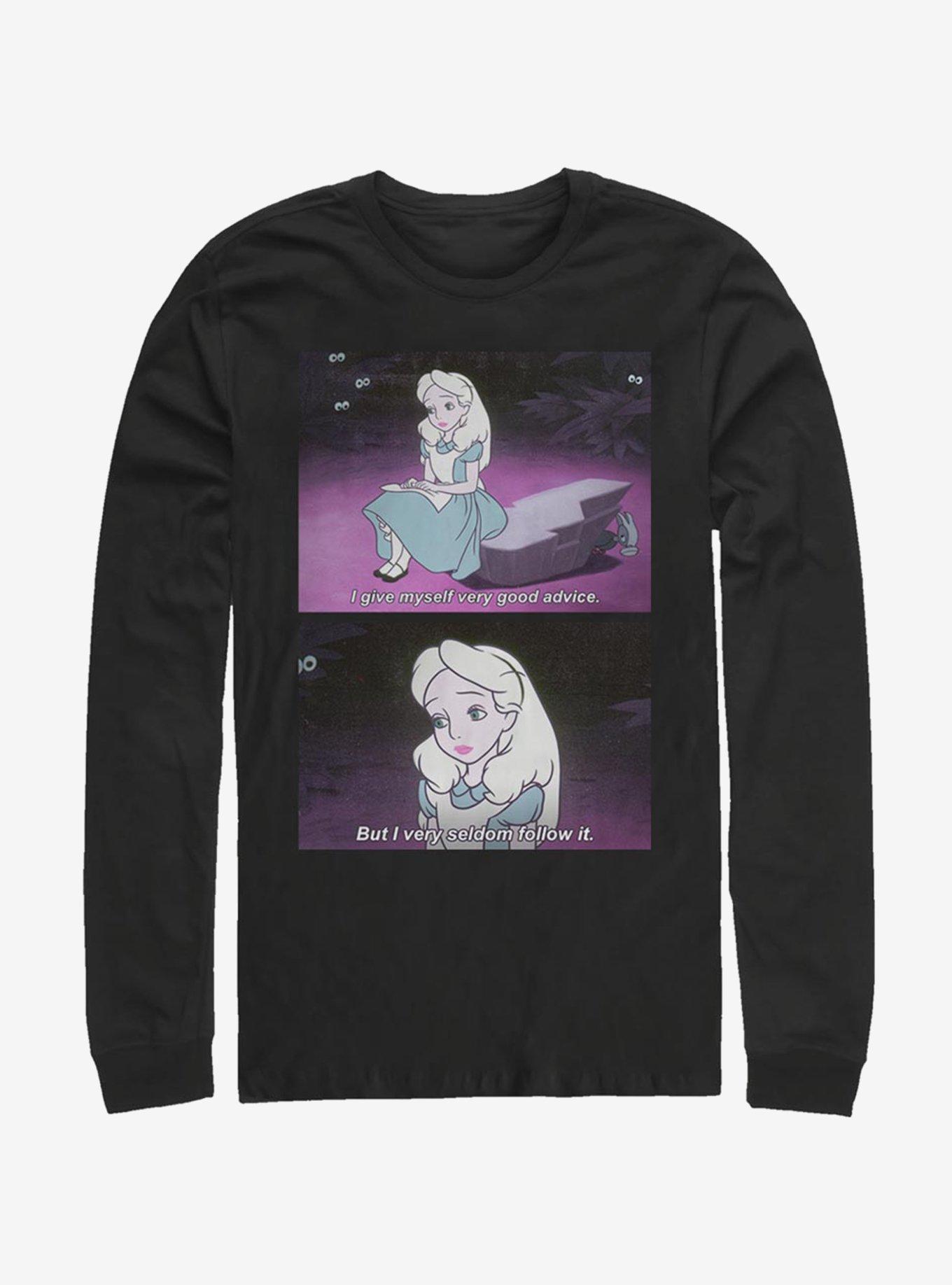 Disney Alice In Wonderland Advice Meme Long-Sleeve T-Shirt, BLACK, hi-res