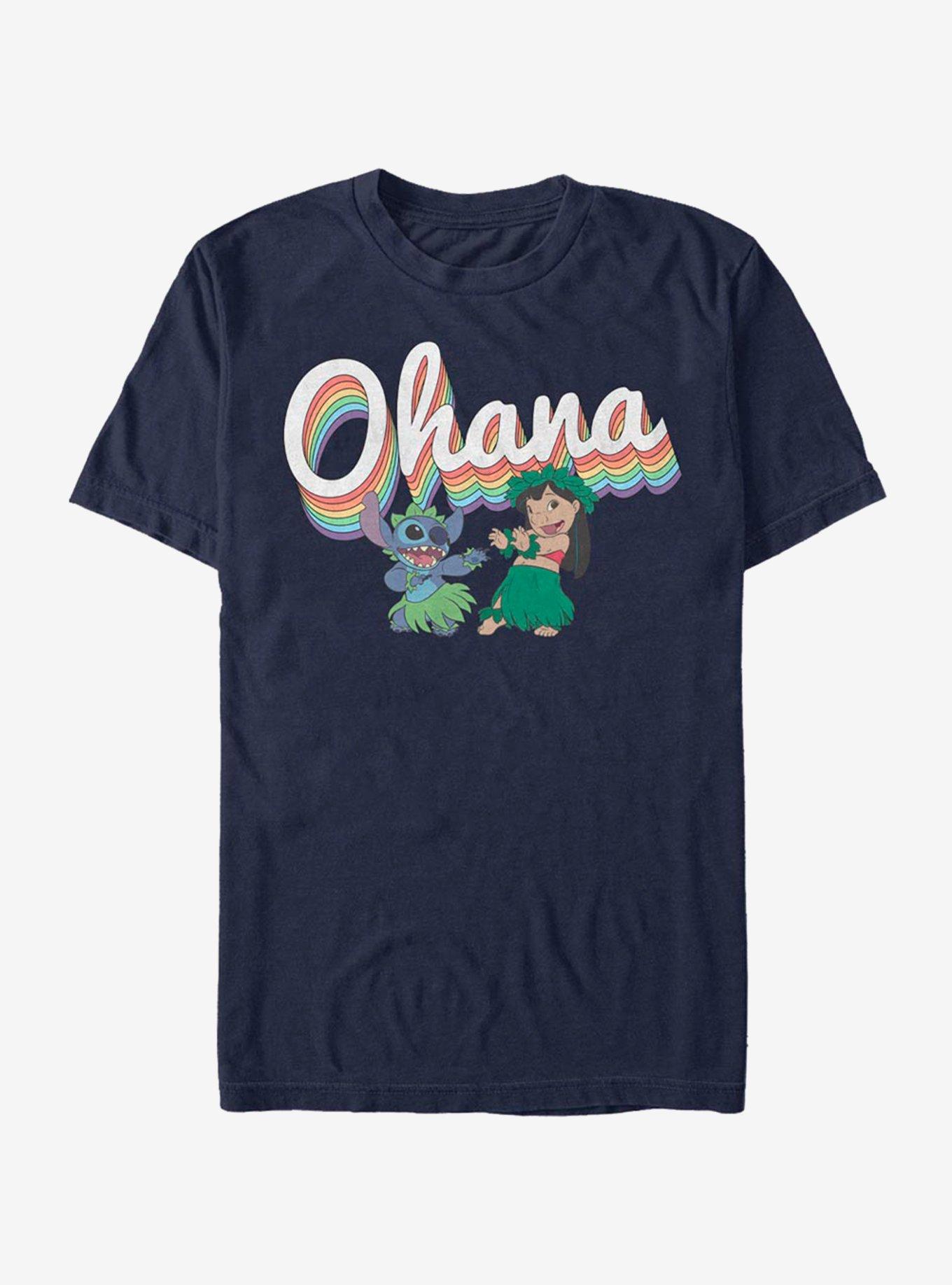 Disney Lilo And Stitch Rainbow Ohana T-Shirt, NAVY, hi-res