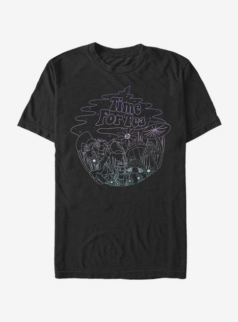 Disney Alice In Wonderland Tea Time Line T-Shirt - BLACK | BoxLunch