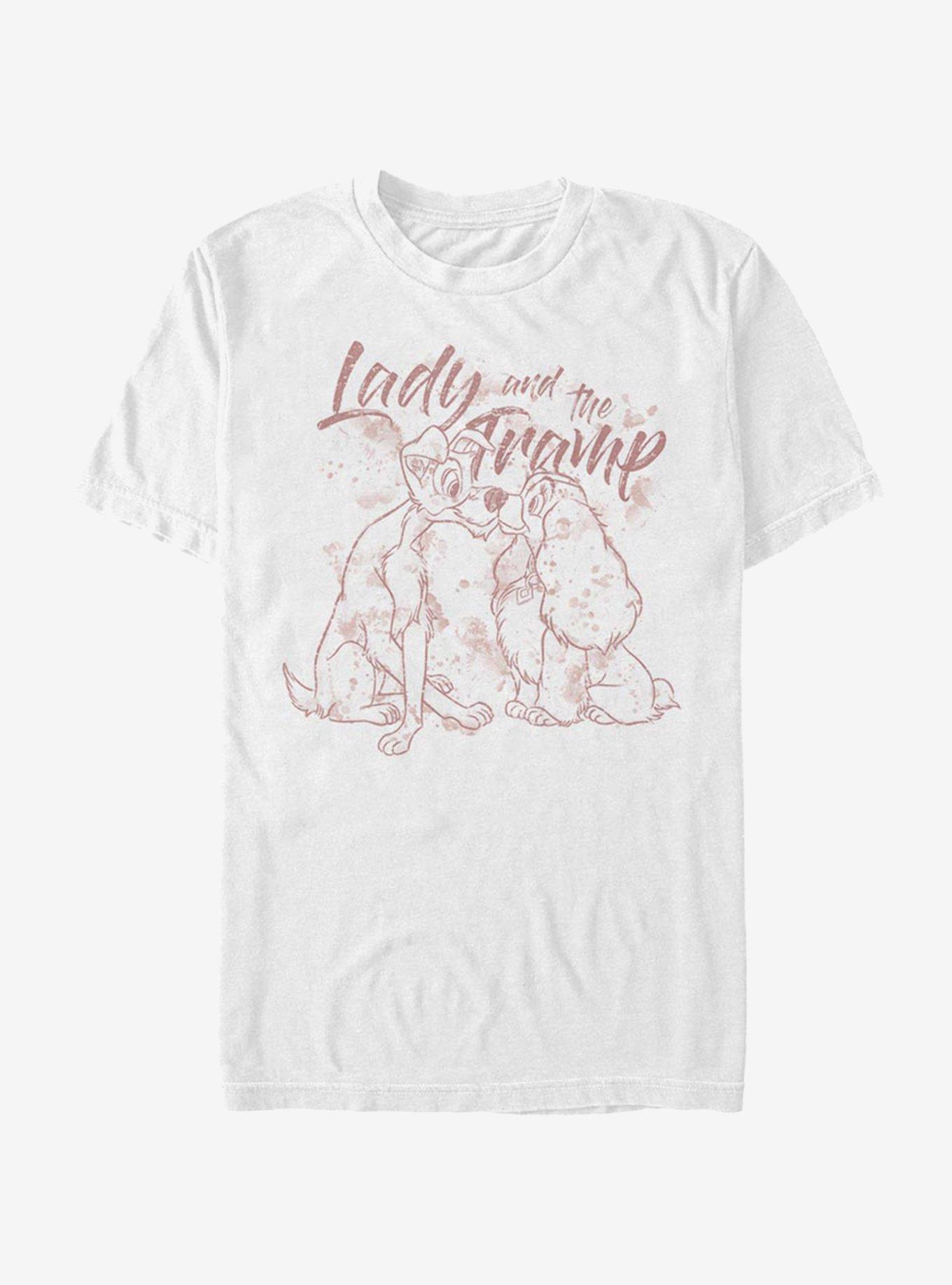 Disney Lady And The Tramp Classic Line Art T-Shirt, WHITE, hi-res