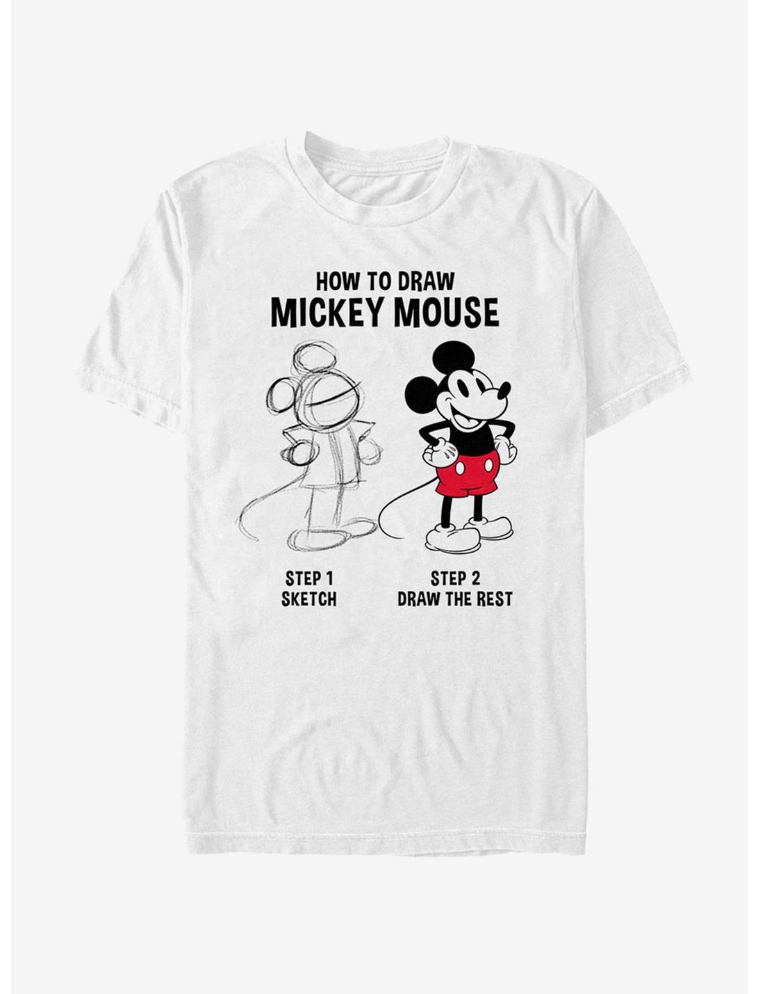 Disney Mickey Mouse Drawing T-Shirt, WHITE, hi-res