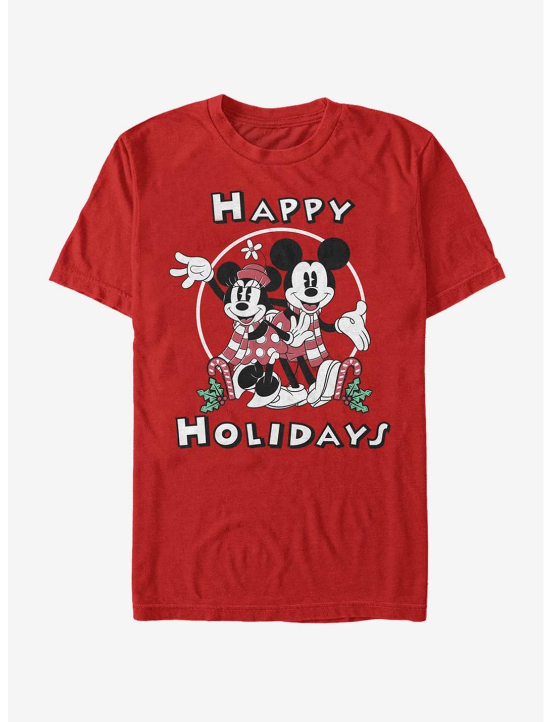 Disney Mickey Mouse & Minnie Holiday T-Shirt, RED, hi-res