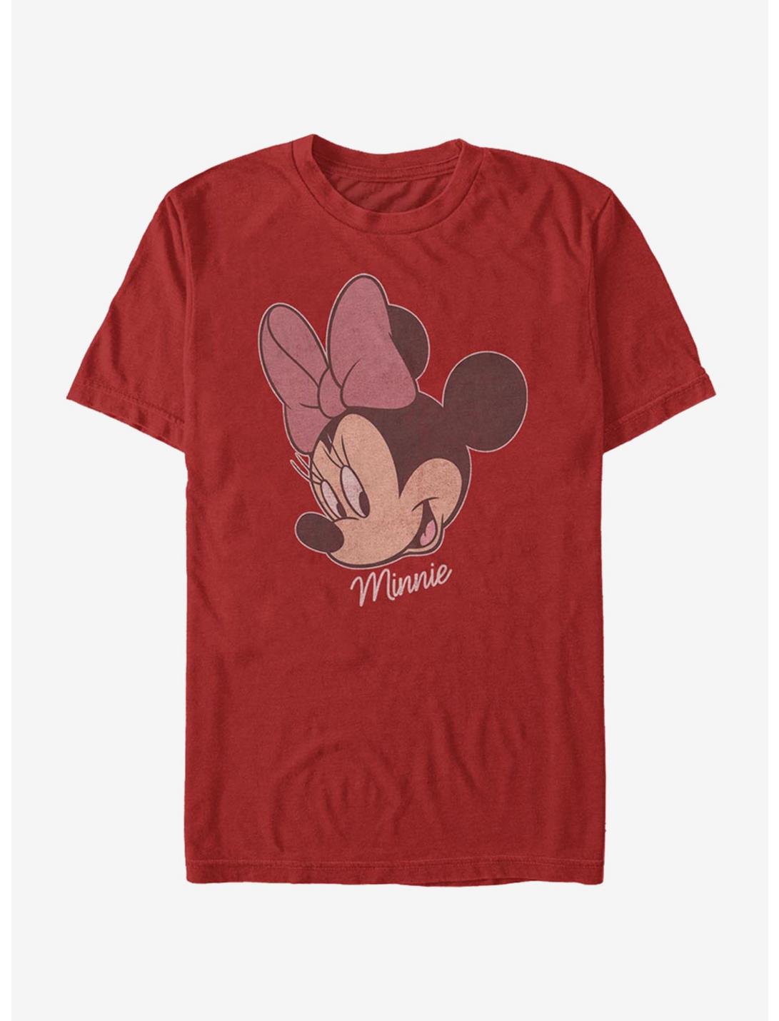 Disney Mickey Mouse Minnie Big Face Distressed T-Shirt, RED, hi-res