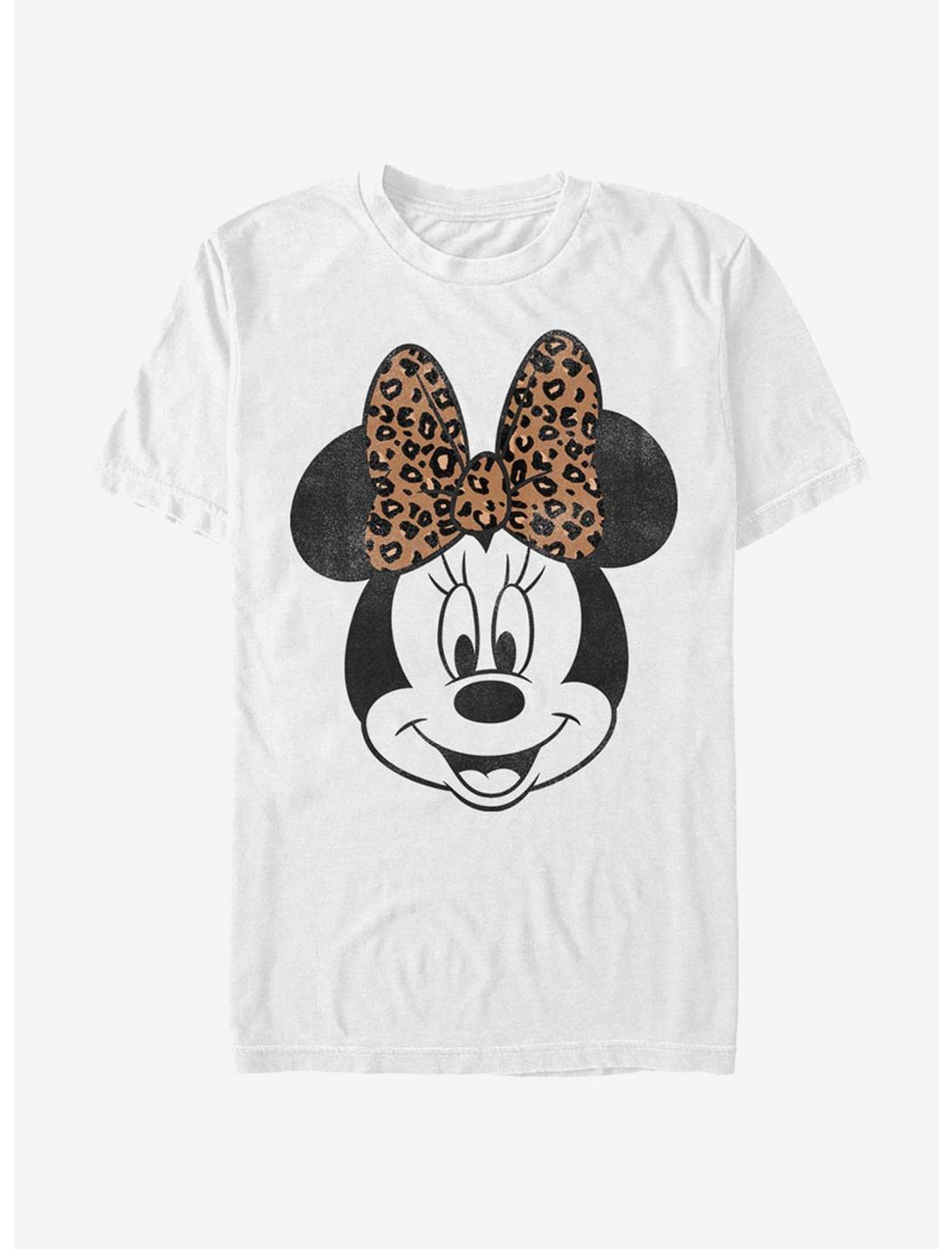 Disney Mickey Mouse Modern Minnie Face Leopard T-Shirt, WHITE, hi-res