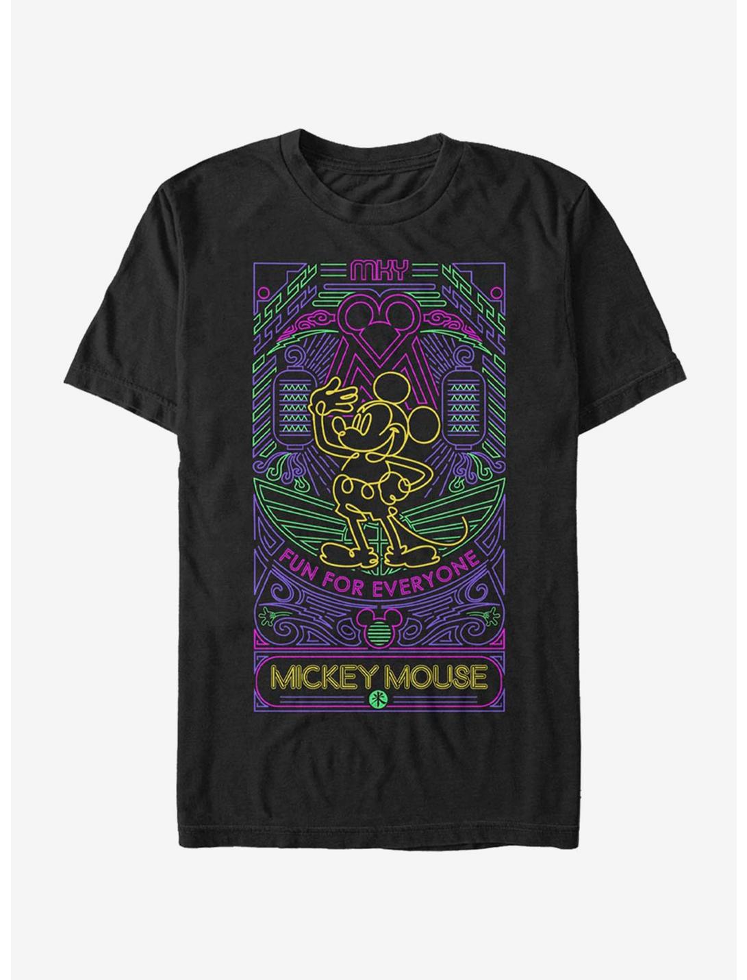 Disney Mickey Mouse Neon Line Art T-Shirt, BLACK, hi-res
