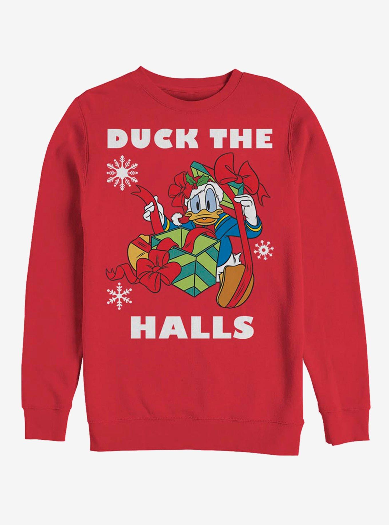 Disney Donald Duck Holiday Duck Crew Sweatshirt, RED, hi-res