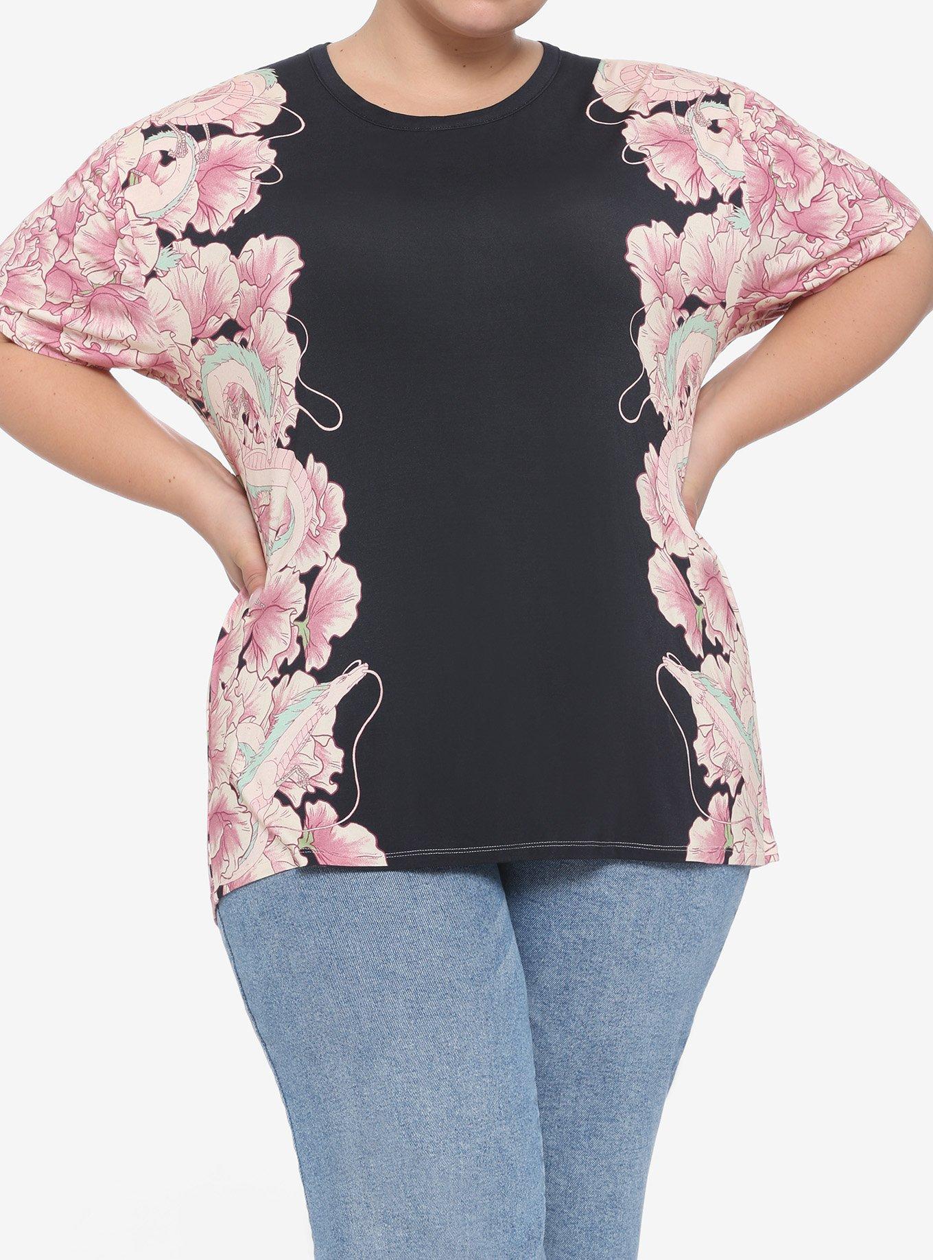 Her Universe Studio Ghibli Spirited Away Haku & Flowers Strappy Girls T-Shirt Plus Size, MULTI, hi-res