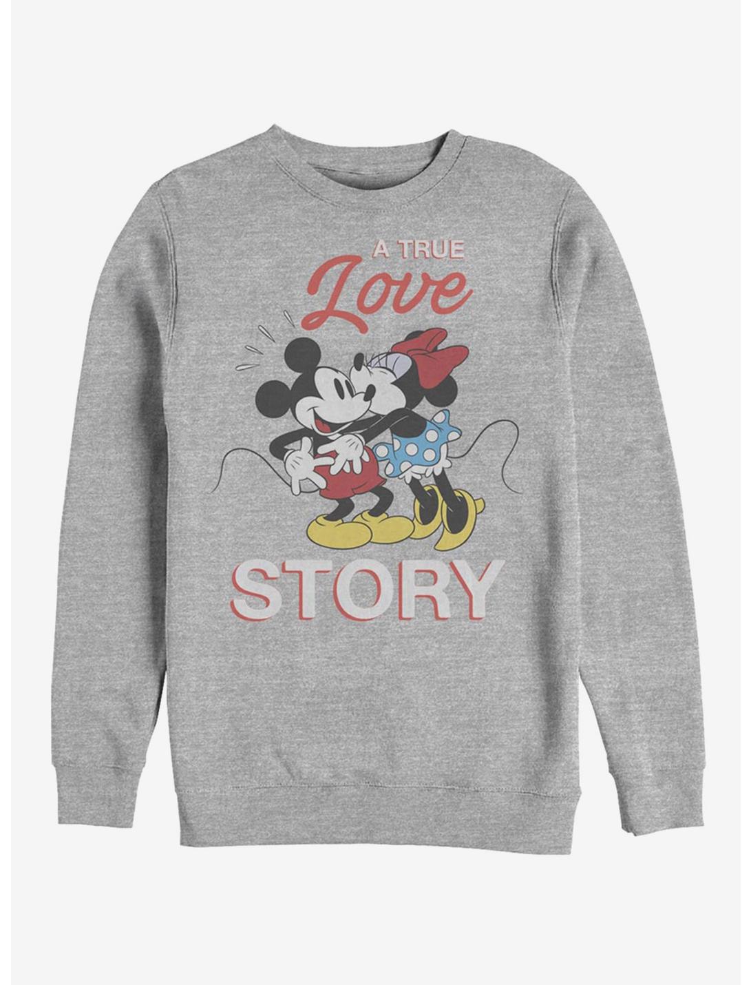 Disney Mickey Mouse True Love Story Crew Sweatshirt, ATH HTR, hi-res