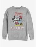 Disney Mickey Mouse True Love Story Crew Sweatshirt, ATH HTR, hi-res