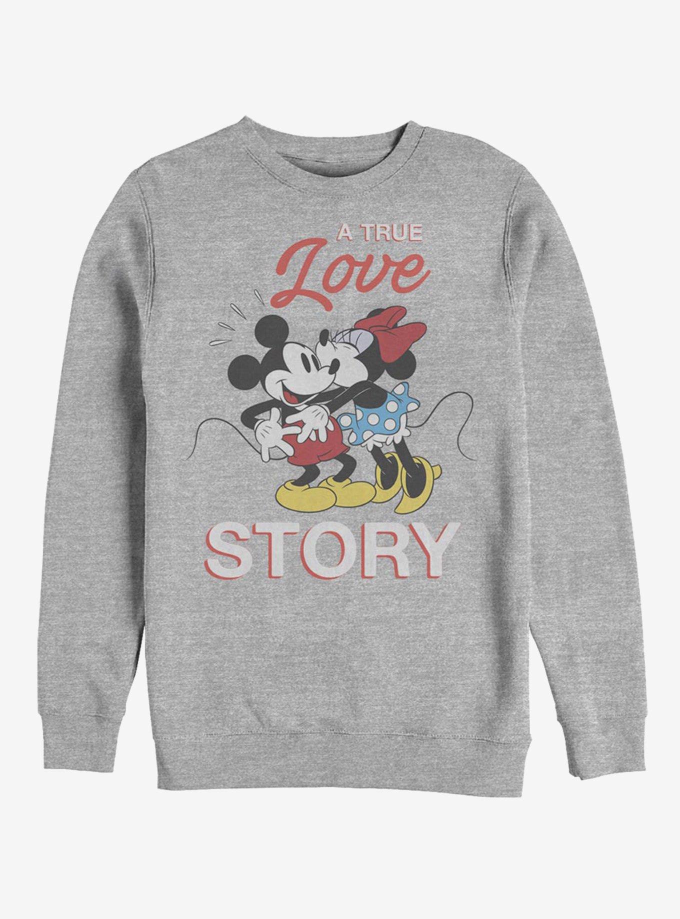 Disney Mickey Mouse True Love Story Crew Sweatshirt, ATH HTR, hi-res