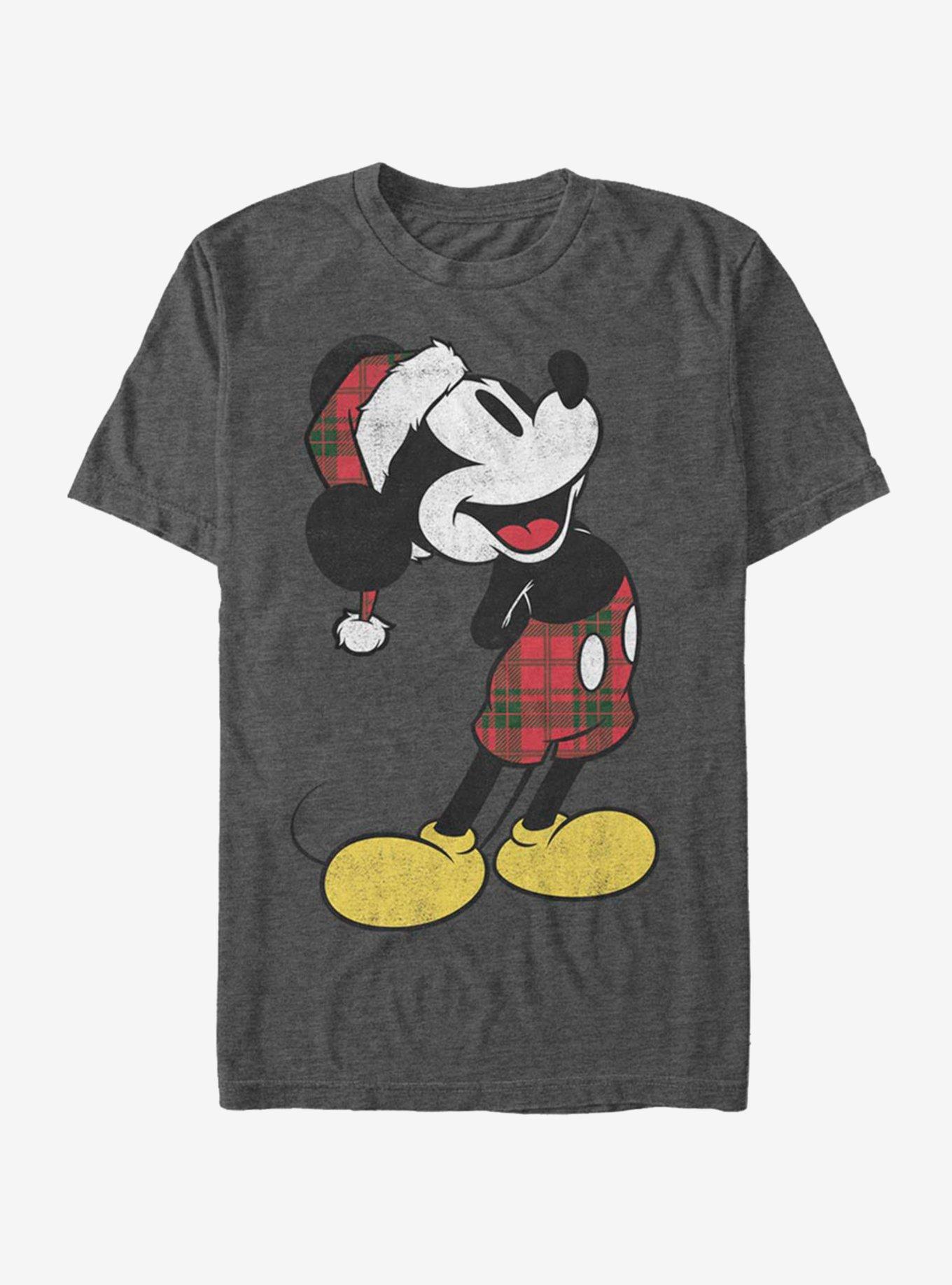 Disney Mickey Mouse Holiday Plaid Mickey T-Shirt, CHAR HTR, hi-res