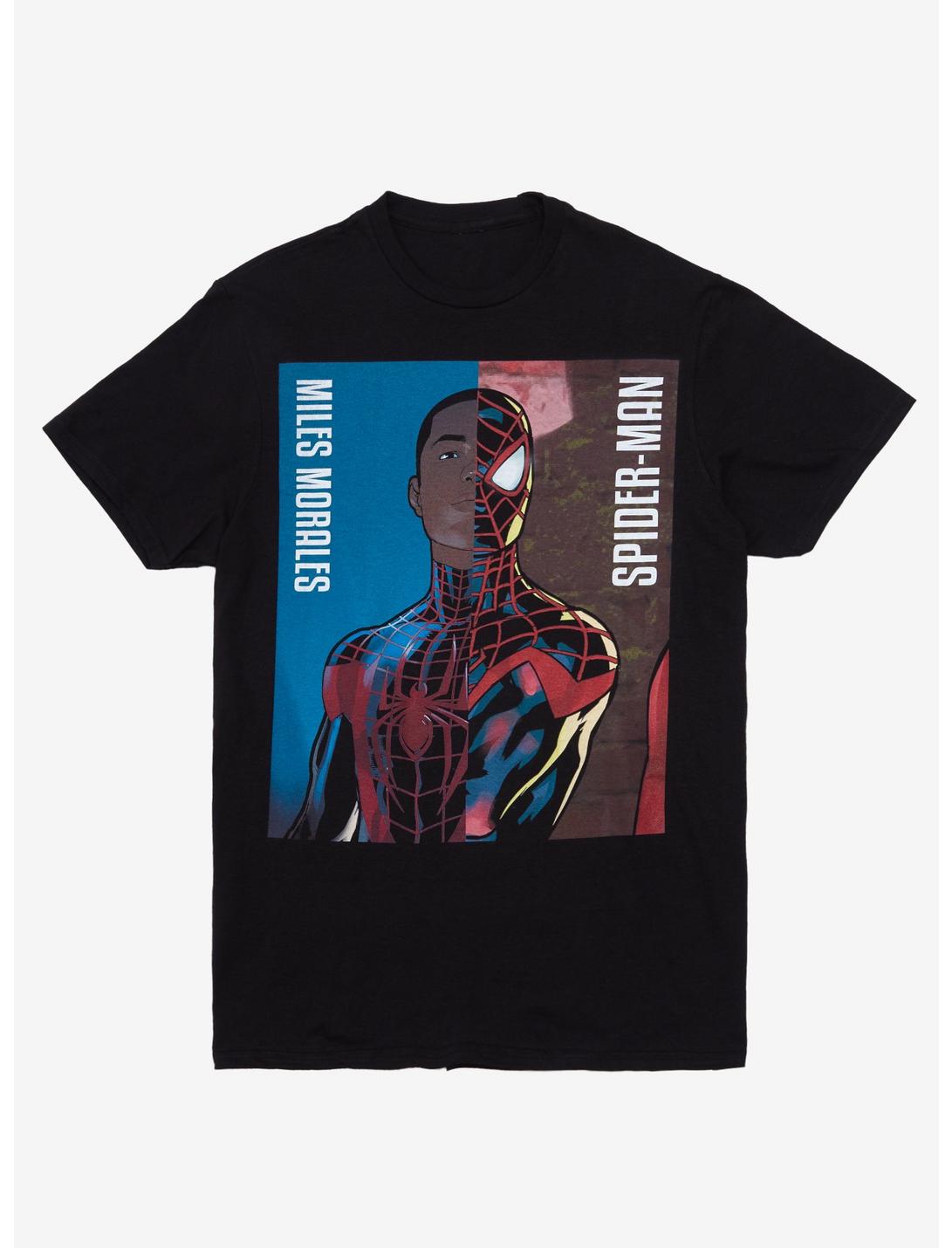Marvel Spider-Man: Into The Spider-Verse Miles Morales Split T-Shirt ...
