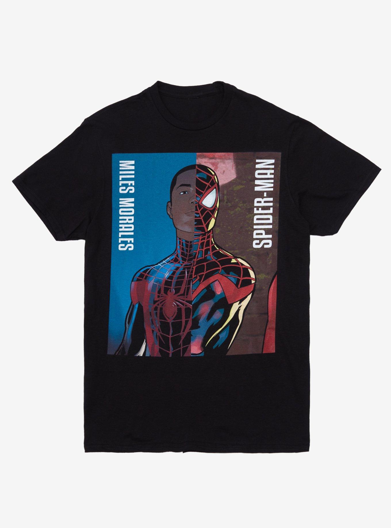 Marvel Spider-Man: Into The Spider-Verse Miles Morales Split T-Shirt, BLACK, hi-res