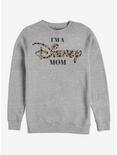 Disney Classic Leopard Disney Logo Mom Crew Sweatshirt, ATH HTR, hi-res