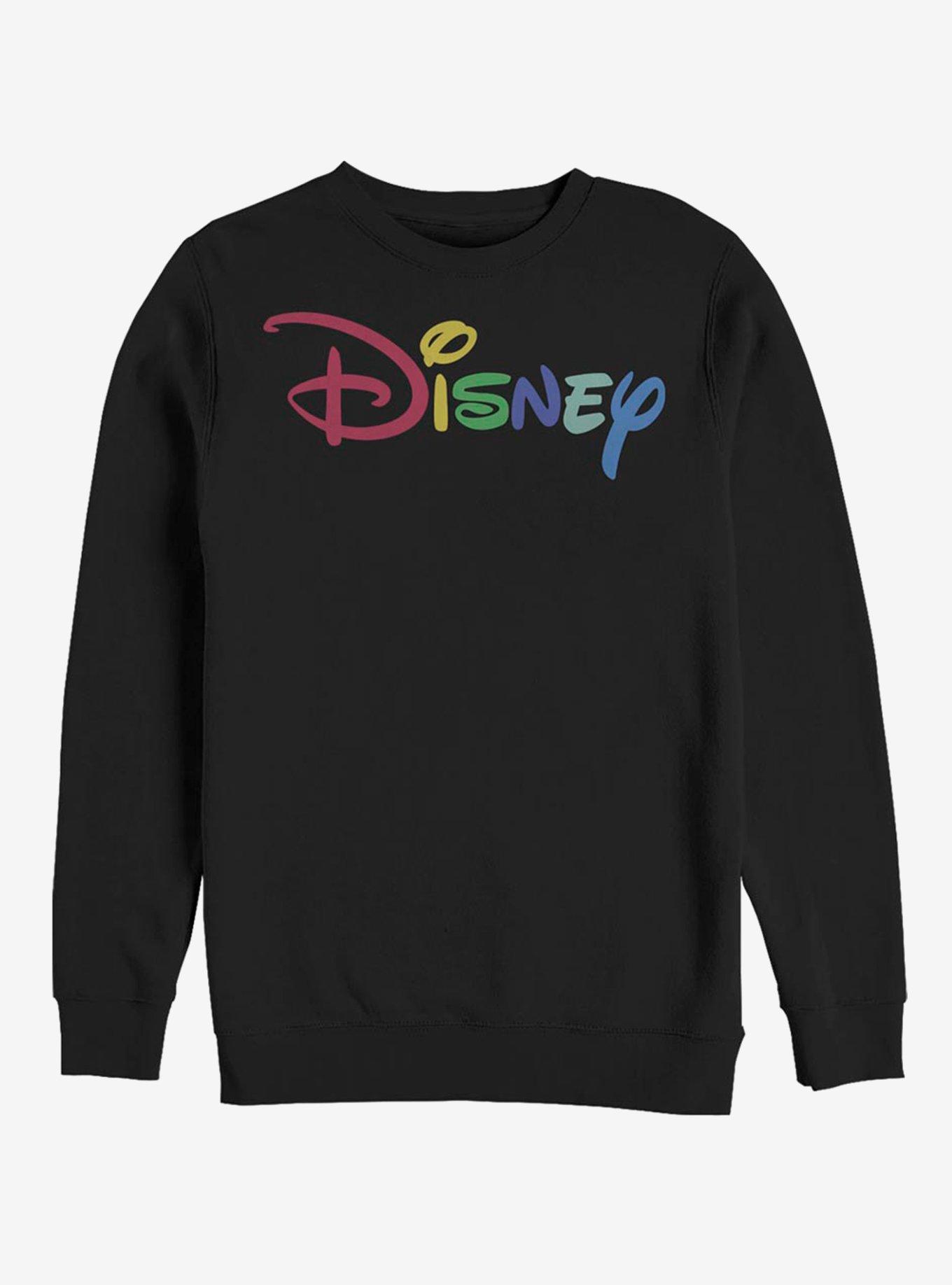 Disney Classic Multicolor Logo Disney Crew Sweatshirt, BLACK, hi-res