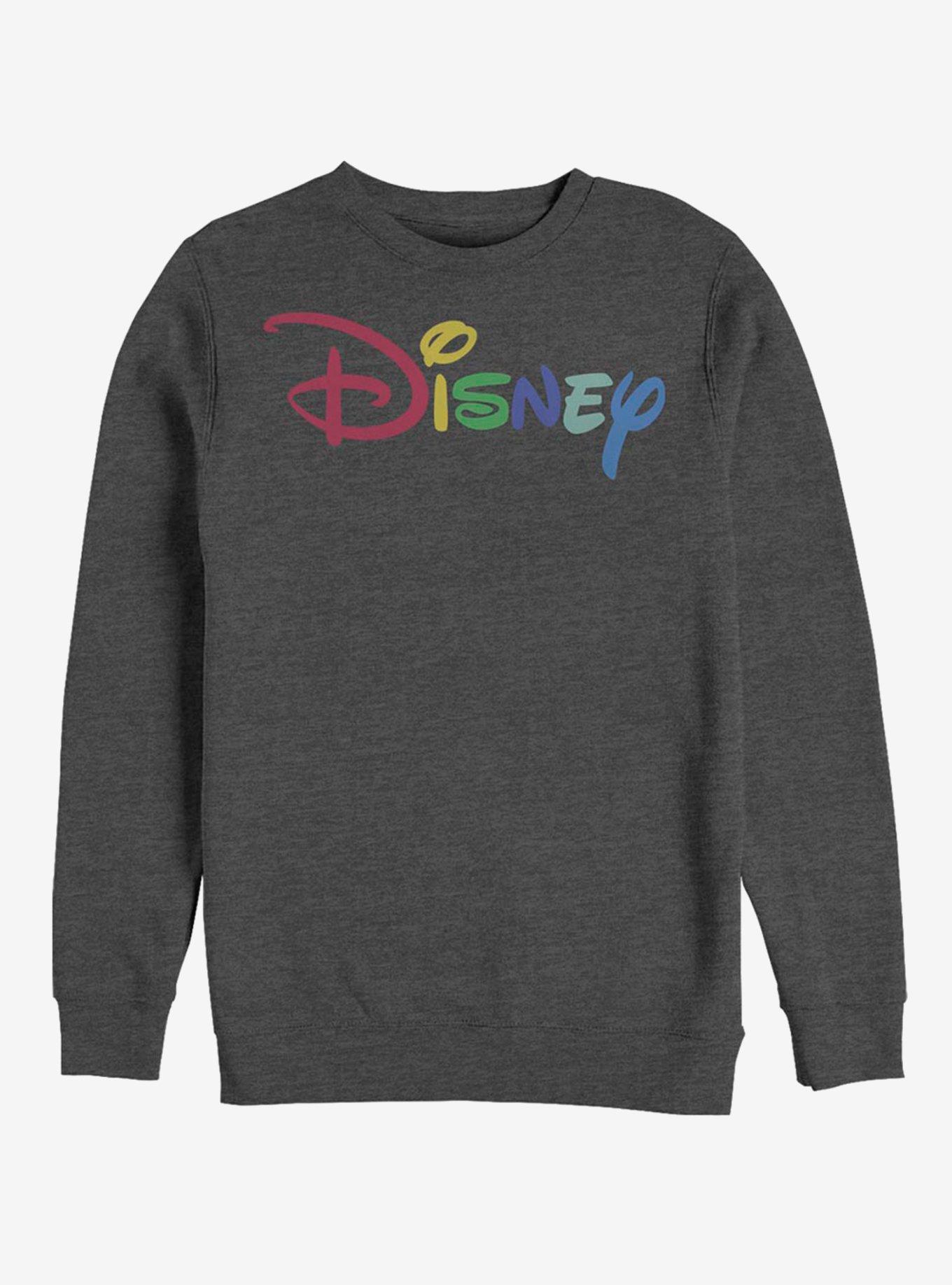 Disney Classic Multicolor Logo Disney Crew Sweatshirt - GREY | Hot Topic
