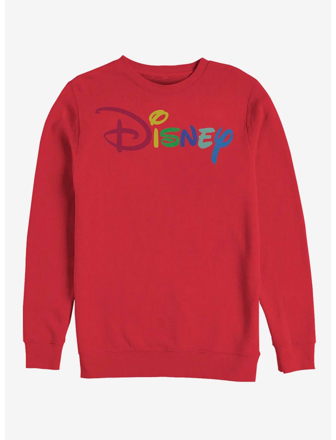 Disney Classic Multicolor Logo Disney Crew Sweatshirt, RED, hi-res