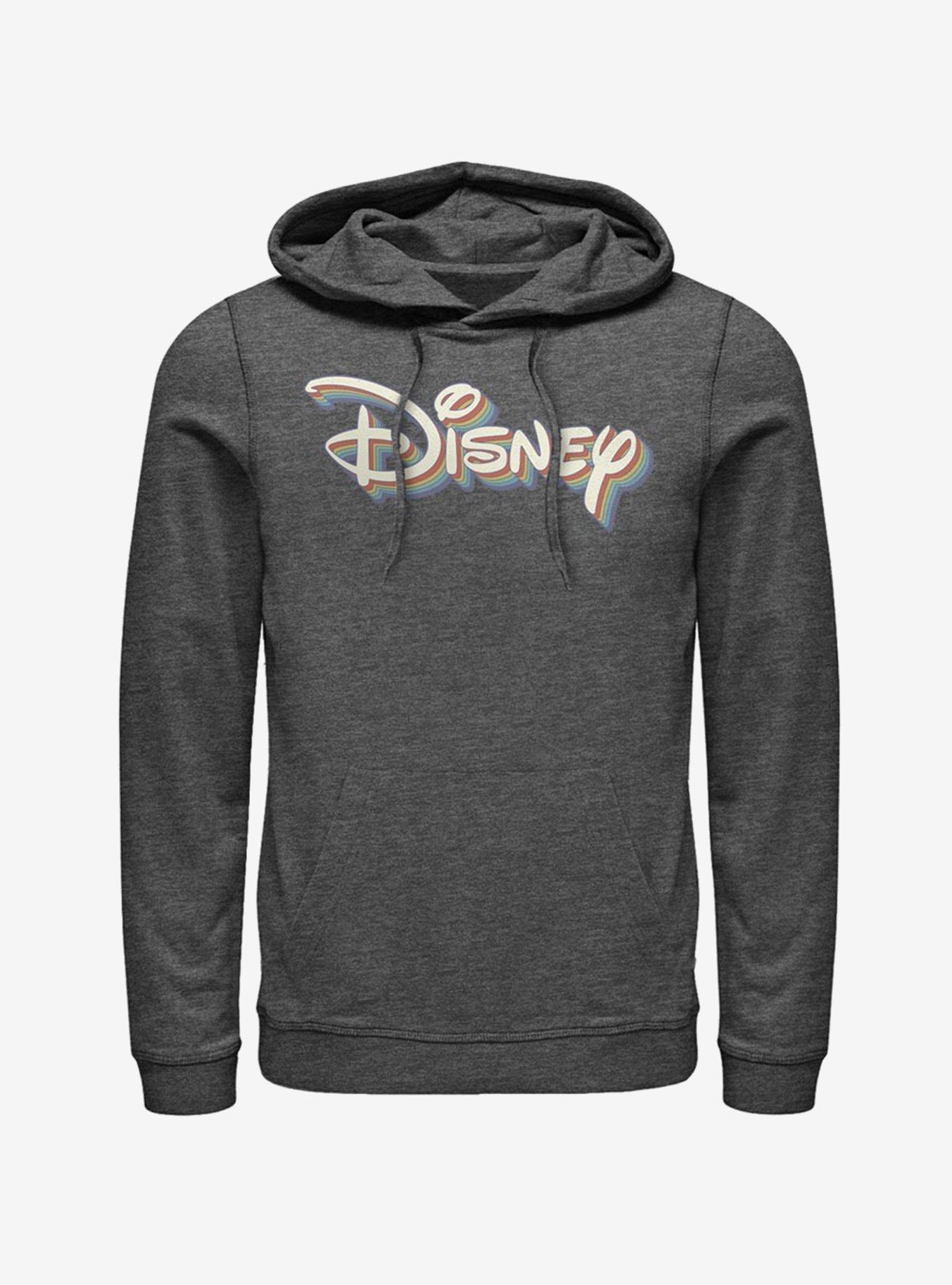 Disney Classic Disney Retro Rainbow Logo Hoodie GREY Hot Topic