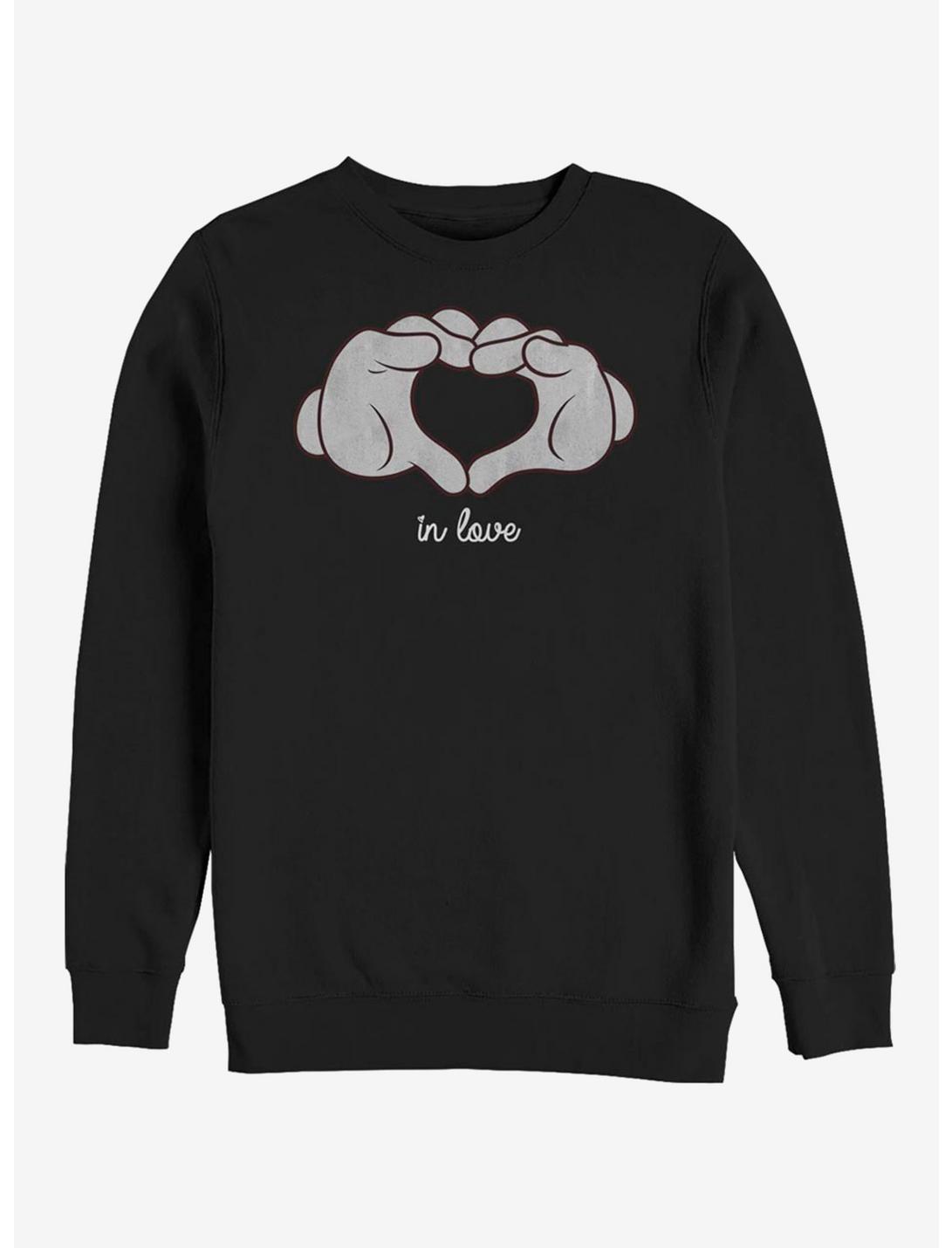 Disney Mickey Mouse Glove Heart Crew Sweatshirt, BLACK, hi-res